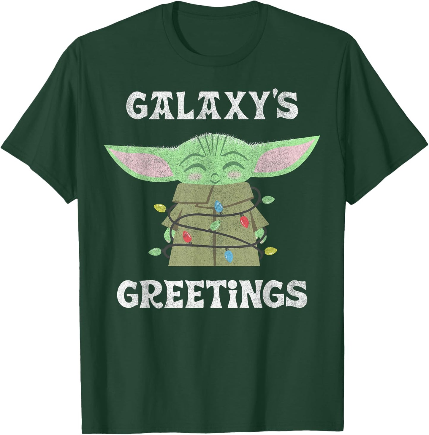 Star Wars The Mandalorian Christmas Child Galaxy's Greetings T-Shirt - T-Shirt | Forest
