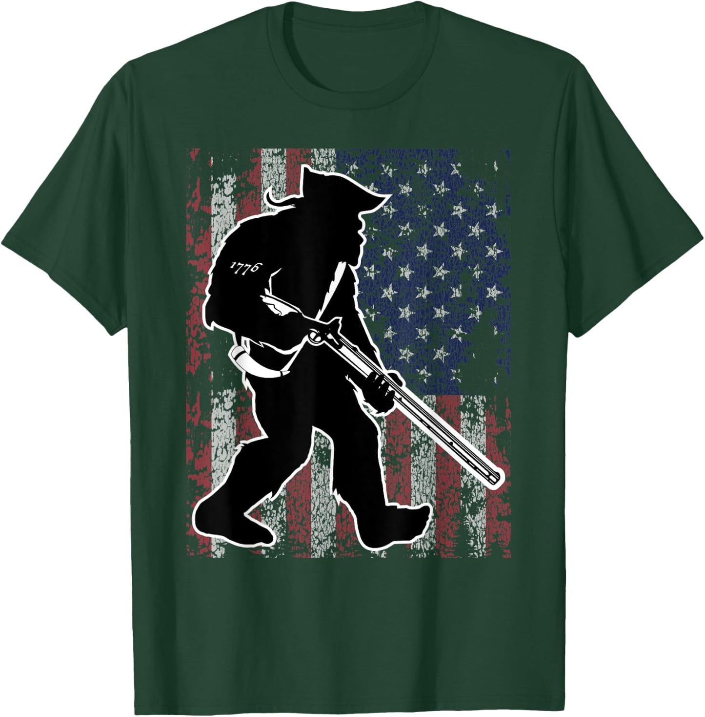 Patriotic Bigfoot 2nd Amendment Right to Bear Arms Gun T-Shirt - T-Shirt | Forest