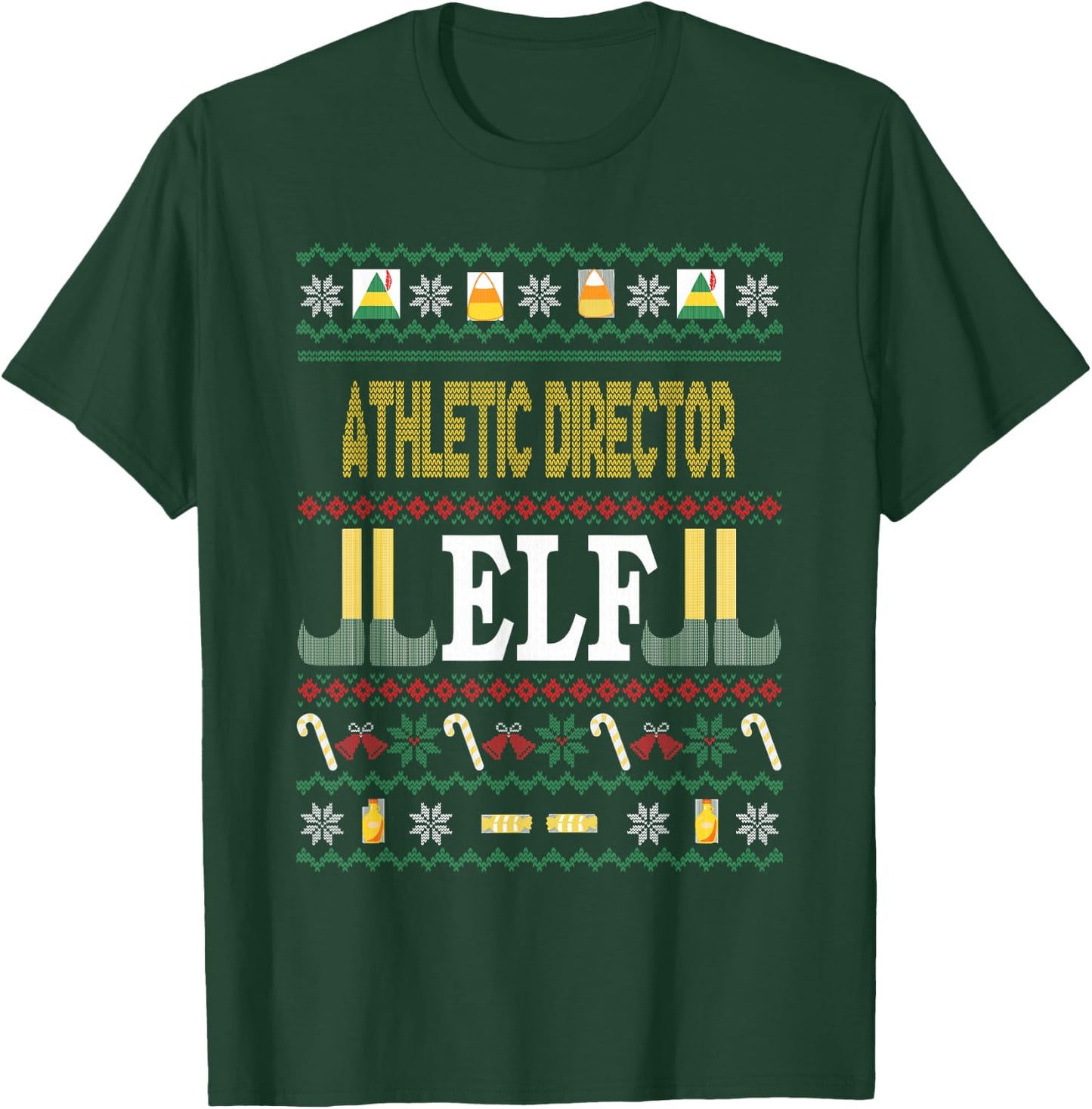 Athletic Director Elf Funny Christmas Gift T-Shirt - T-Shirt | Forest