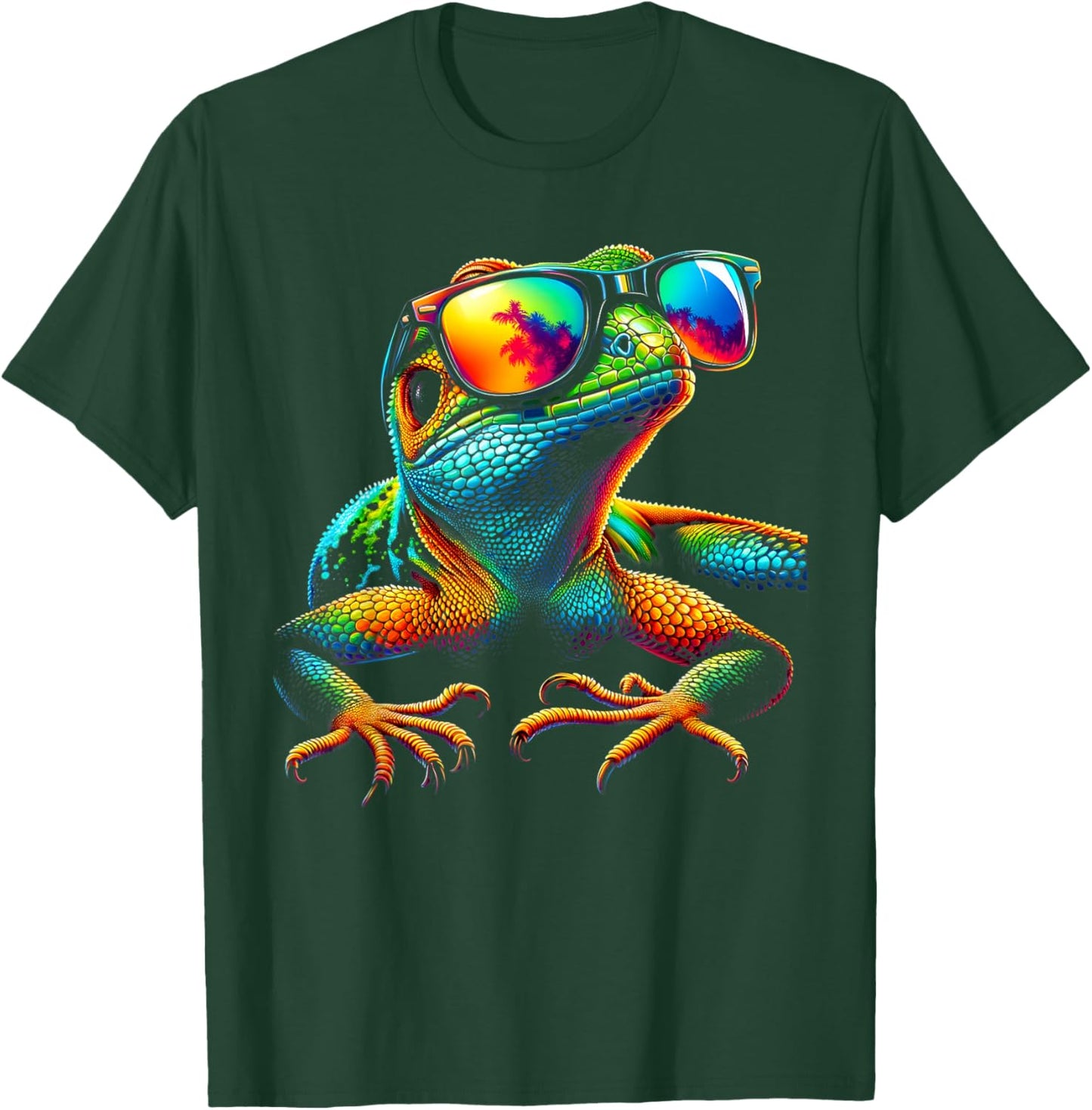 Funny Lizard with Sunglasses for Iguana & Reptiles Lovers T-Shirt - T-Shirt | Forest