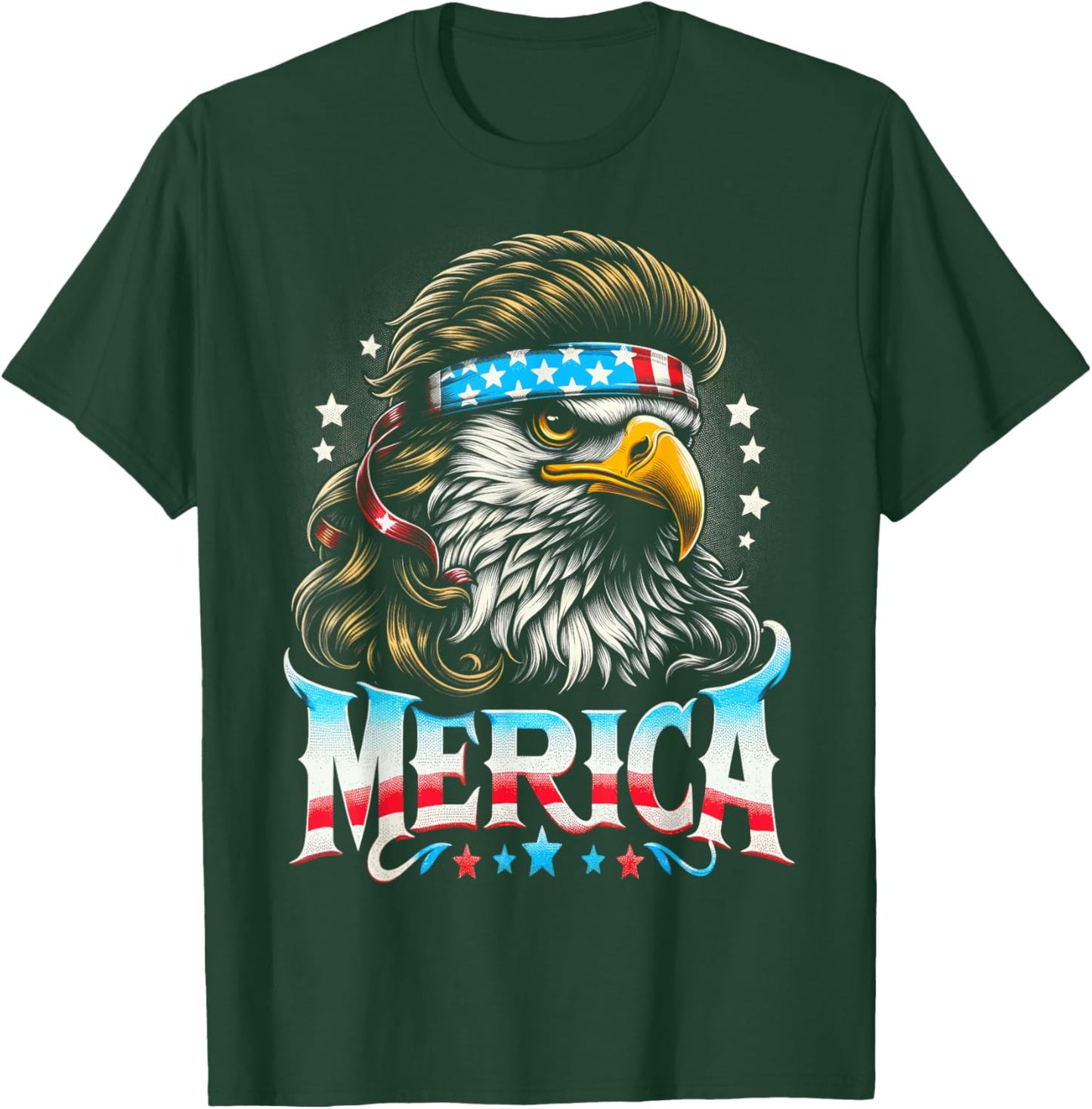 4th of July Patriotic Funny Eagle July 4th USA Merica Women Kids Men T-Shirt - T-Shirt | Forest