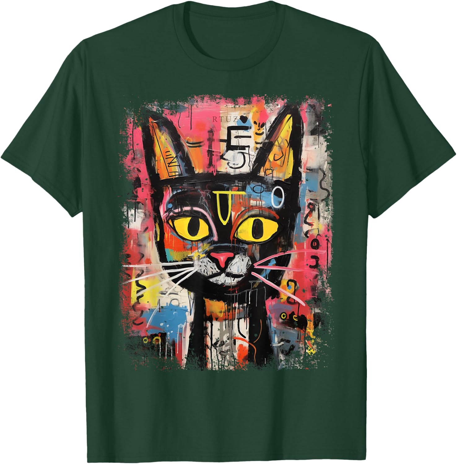 Y2K Streetwear Hip Hop Abstract Cat Pop Art Graffiti Cat T-Shirt - T-Shirt | Forest