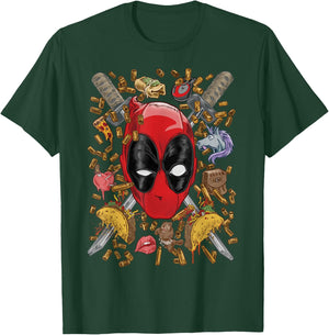 Marvel Deadpool Crossed Swords Mashup T-Shirt - T-Shirt | Forest
