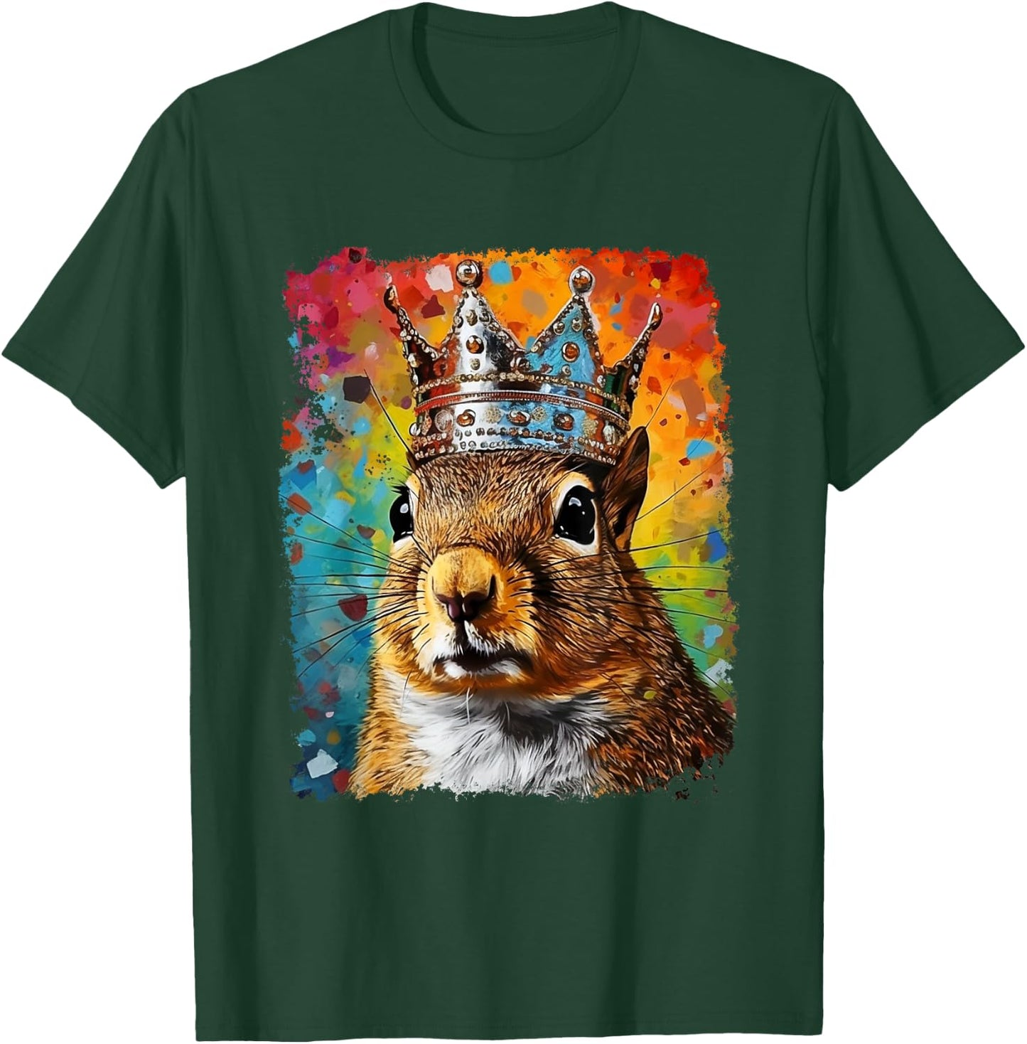 Pop Art Vintage Zoo Farm Animal Squirrel Crown King Queen T-Shirt - T-Shirt | Forest
