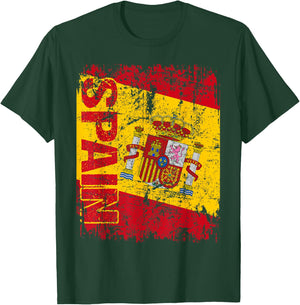 SPAIN Flag Vintage Distressed SPAIN T-Shirt - T-Shirt | Forest