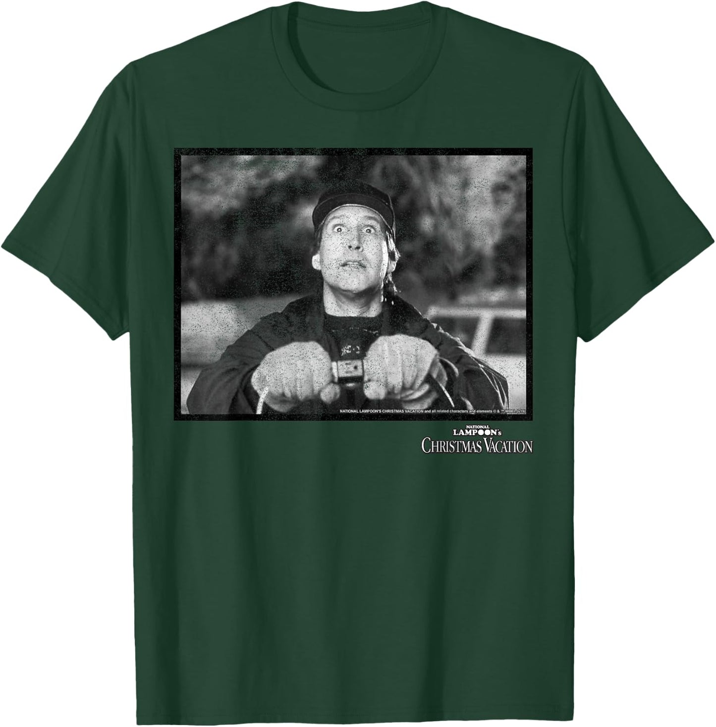 National Lampoon's Christmas Vacation Clark Black & White,Short Sleeve T-Shirt - T-Shirt | Forest