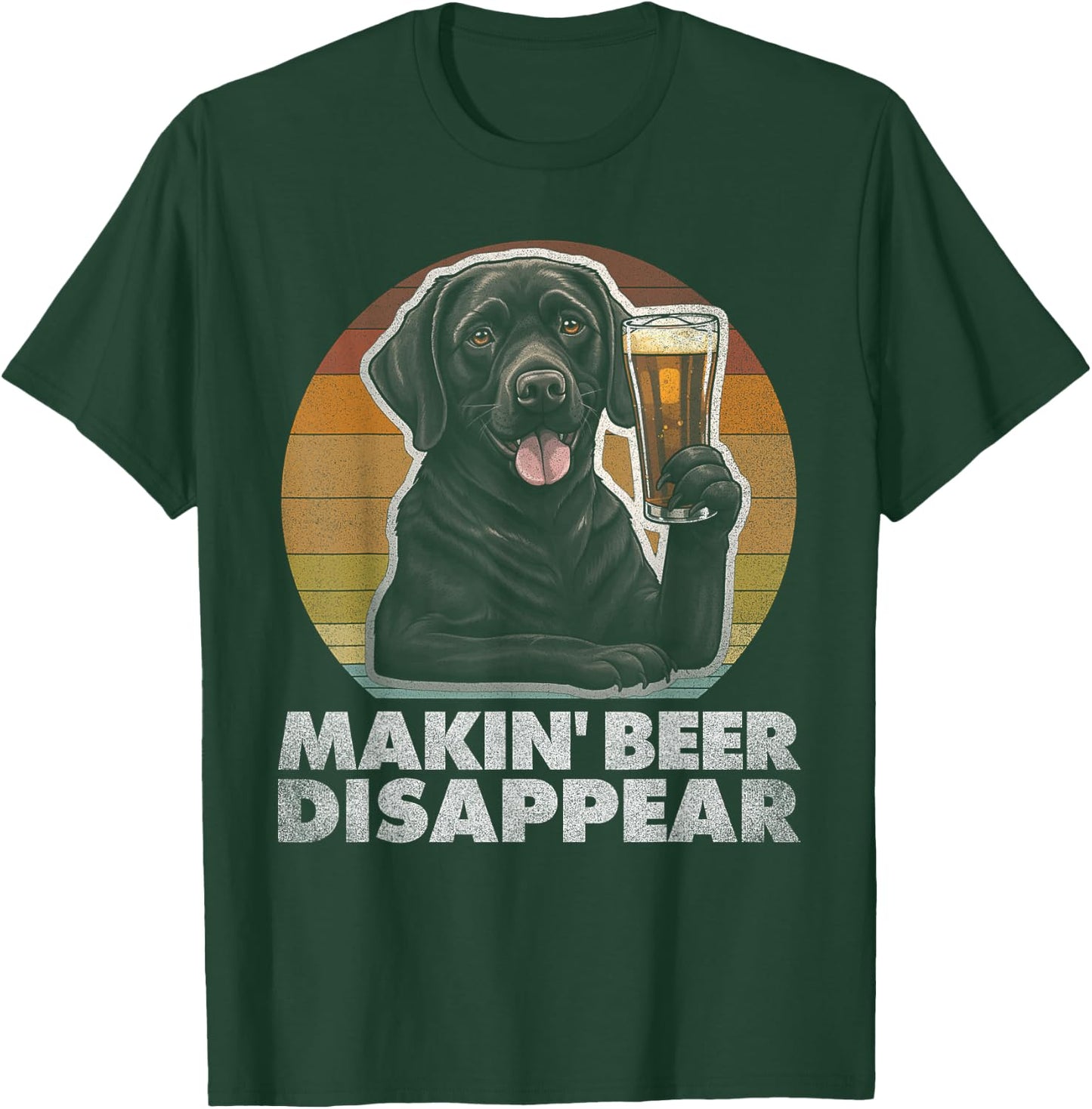 Labrador Retriever Dog Vintage Funny Beer Drinking Retro Men Women T-Shirt - T-Shirt | Forest