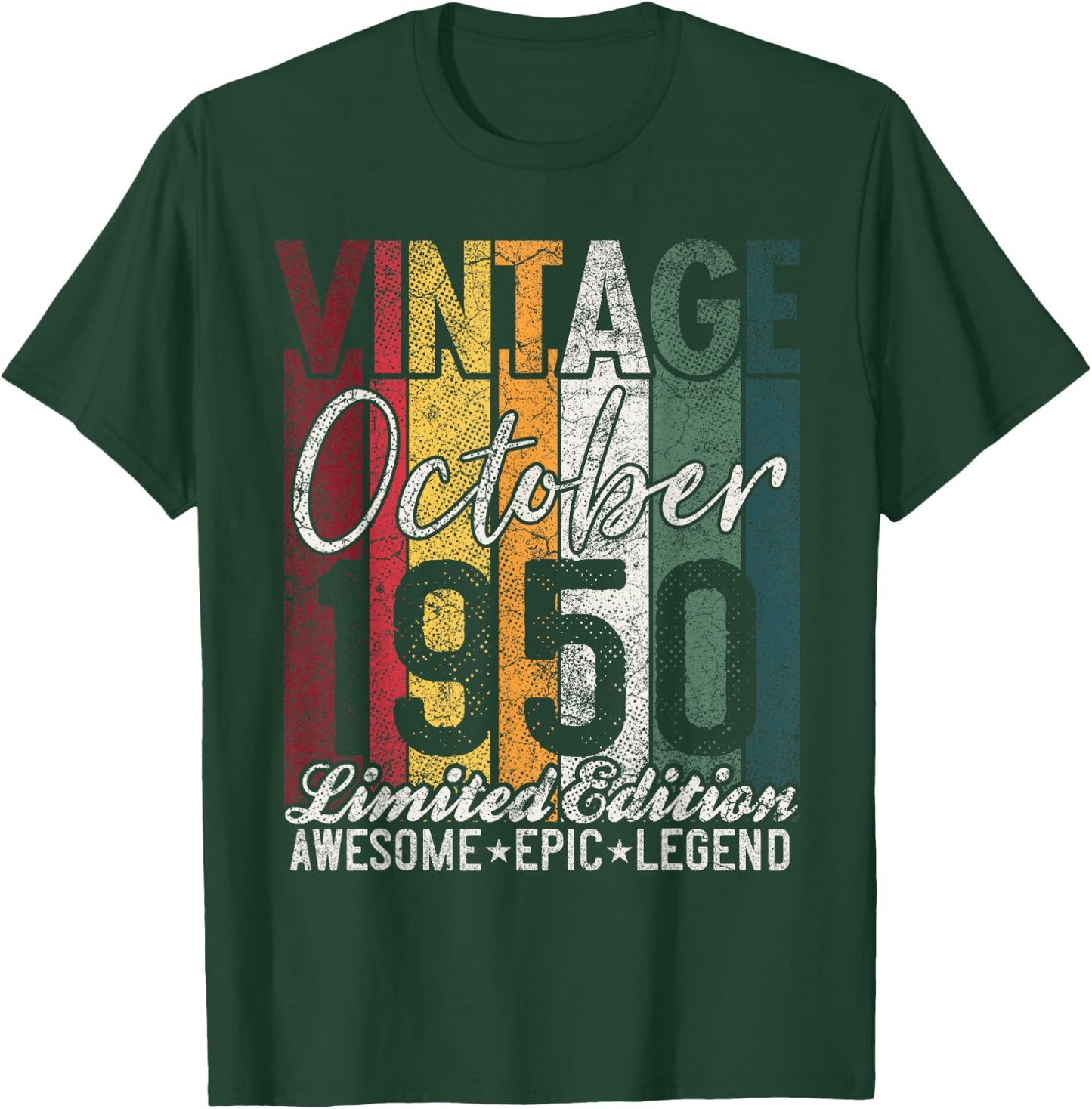 October 1950 75th Birthday Gift 75 Years Old Vintage Retro T-Shirt - T-Shirt | Forest