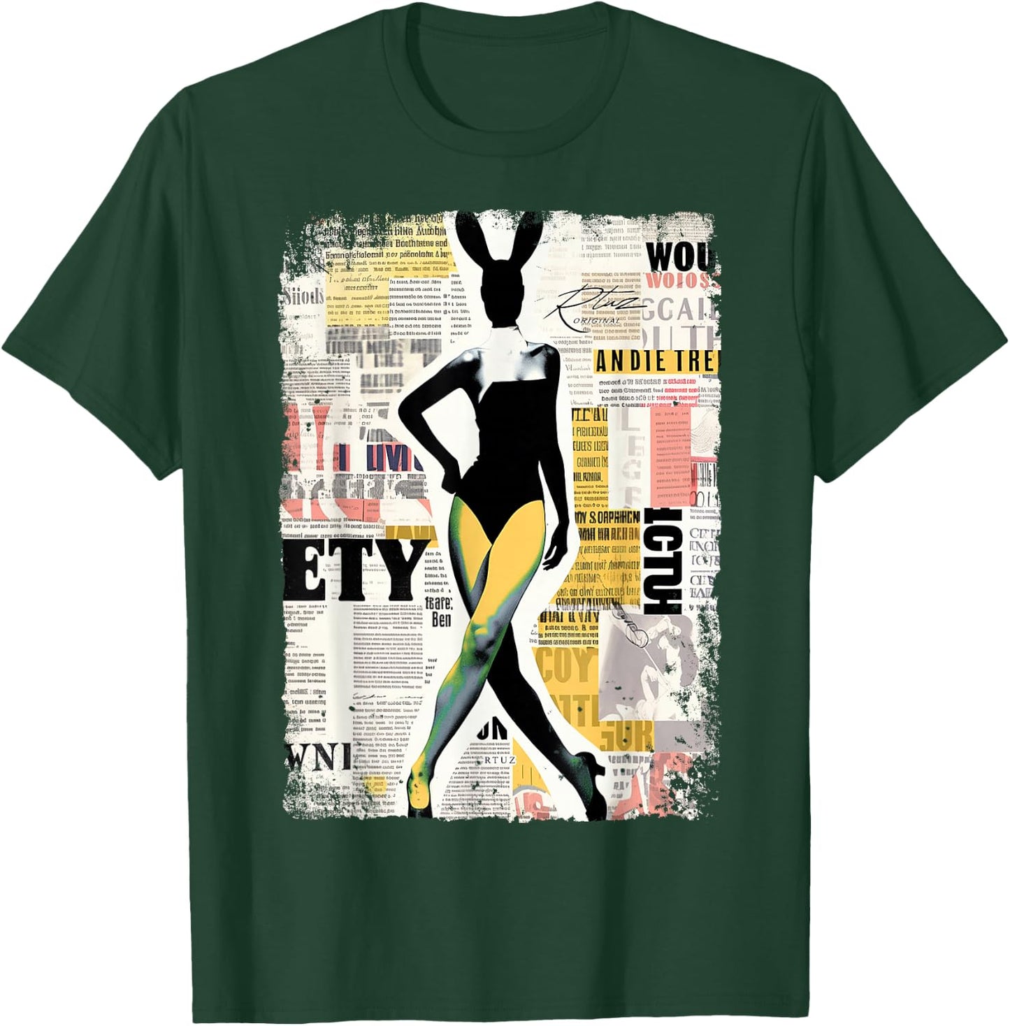 Magazin Cover Vintage Girl Bunny Collage Sexy Model Pin-up T-Shirt - T-Shirt | Forest