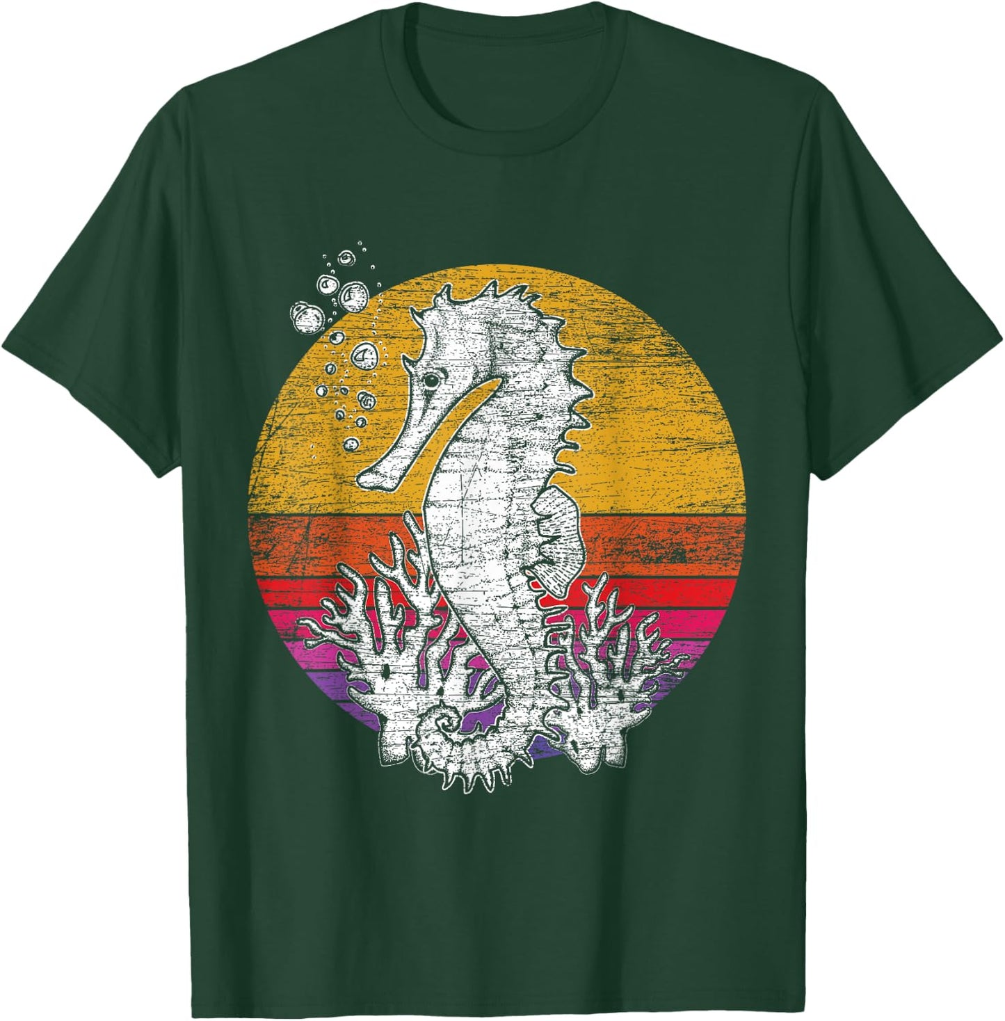Ocean Retro Animal Seahorse T-Shirt - T-Shirt | Forest