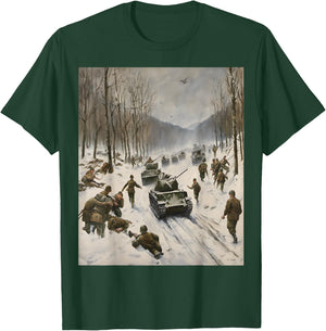 Battle Of The Bulge Winter Warfare Art T-Shirt - T-Shirt | Forest