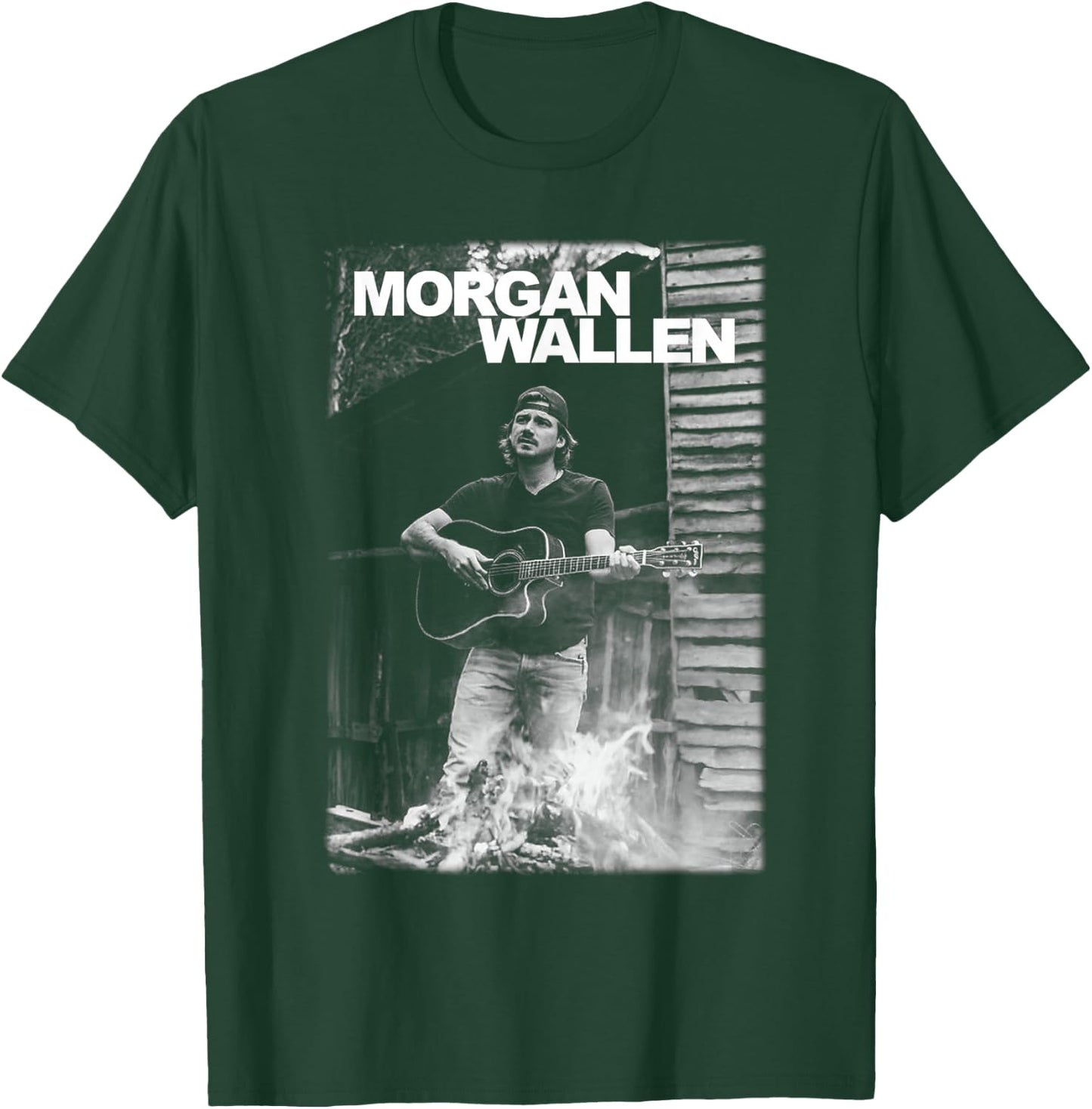 Official Morgan Wallen Guitar Photo T-Shirt - T-Shirt | Forest