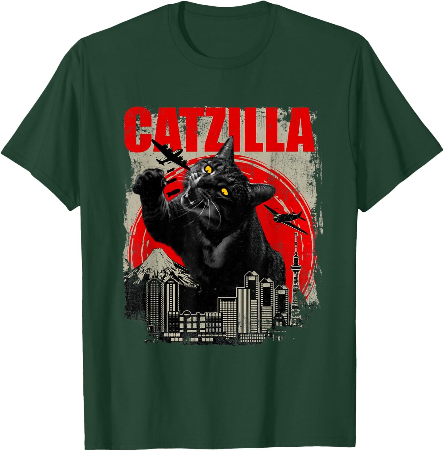 Catzilla - Funny Cat Lover Kitten Kitty Short Sleeve Small T-Shirt - T-Shirt | Forest