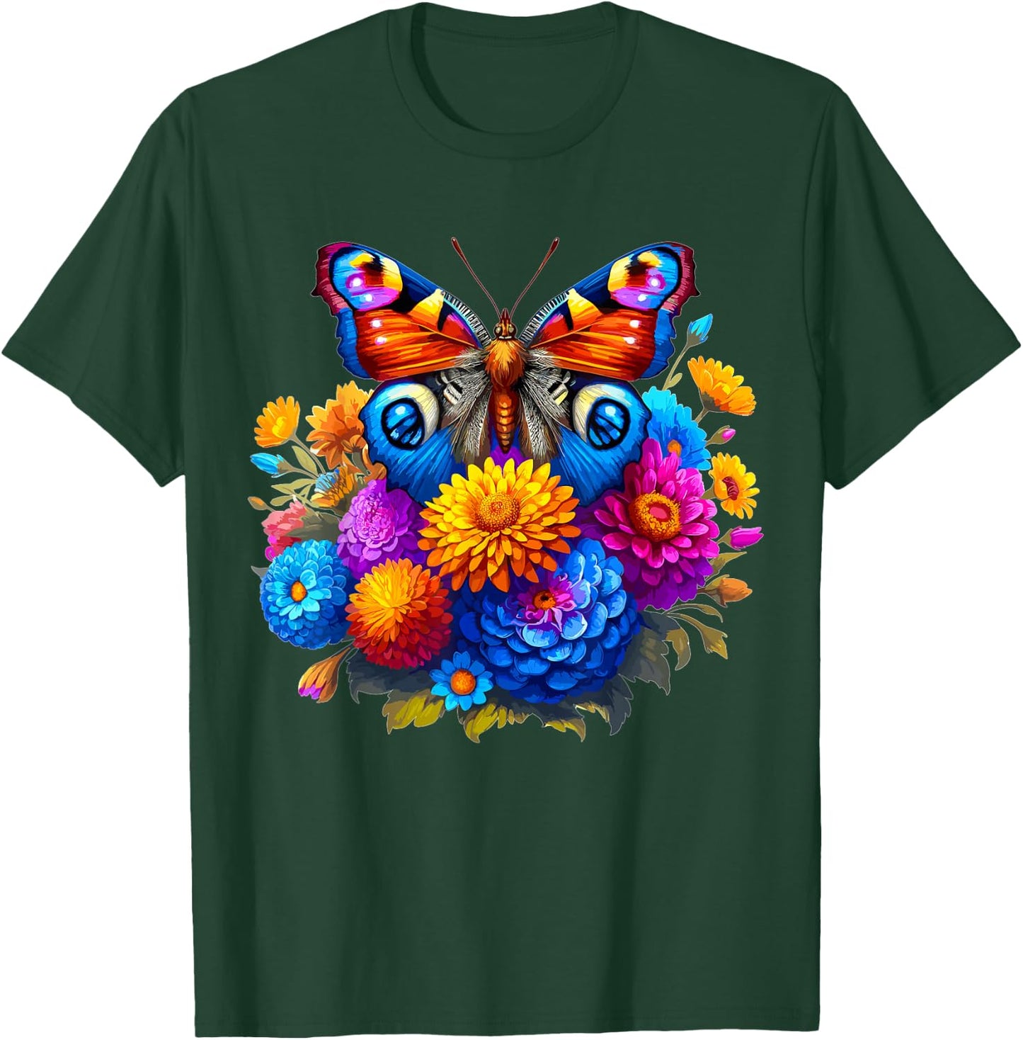 Butterfly With Flowers Aesthetic Butterfly T-Shirt - T-Shirt | Forest