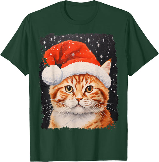 Pop Art Orange Ginger Cat Christmas T-Shirt - T-Shirt | Forest