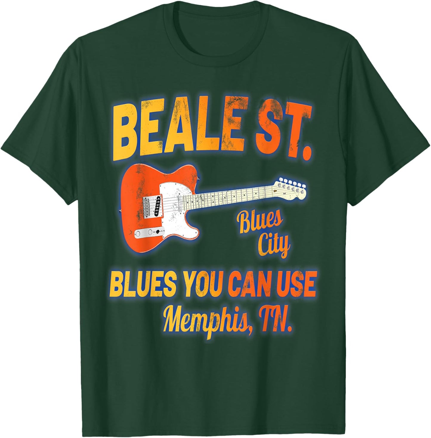 Distressed Beale Street Blues Music Memphis Tennessee T-Shirt - T-Shirt | Forest