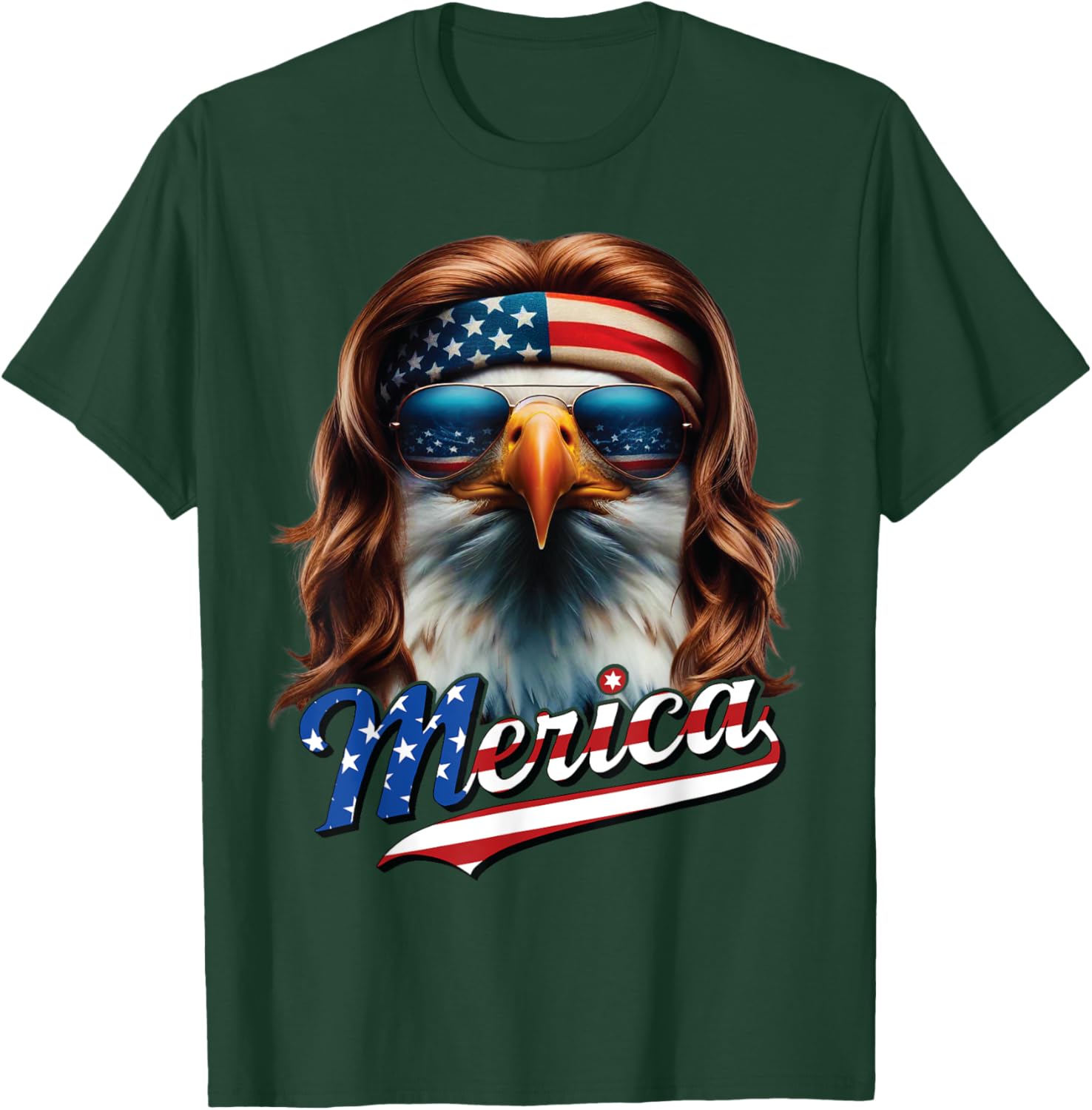 Bald Eagle Merica 4th July Eagle Mullet Funny Man Woman T-Shirt - T-Shirt | Forest