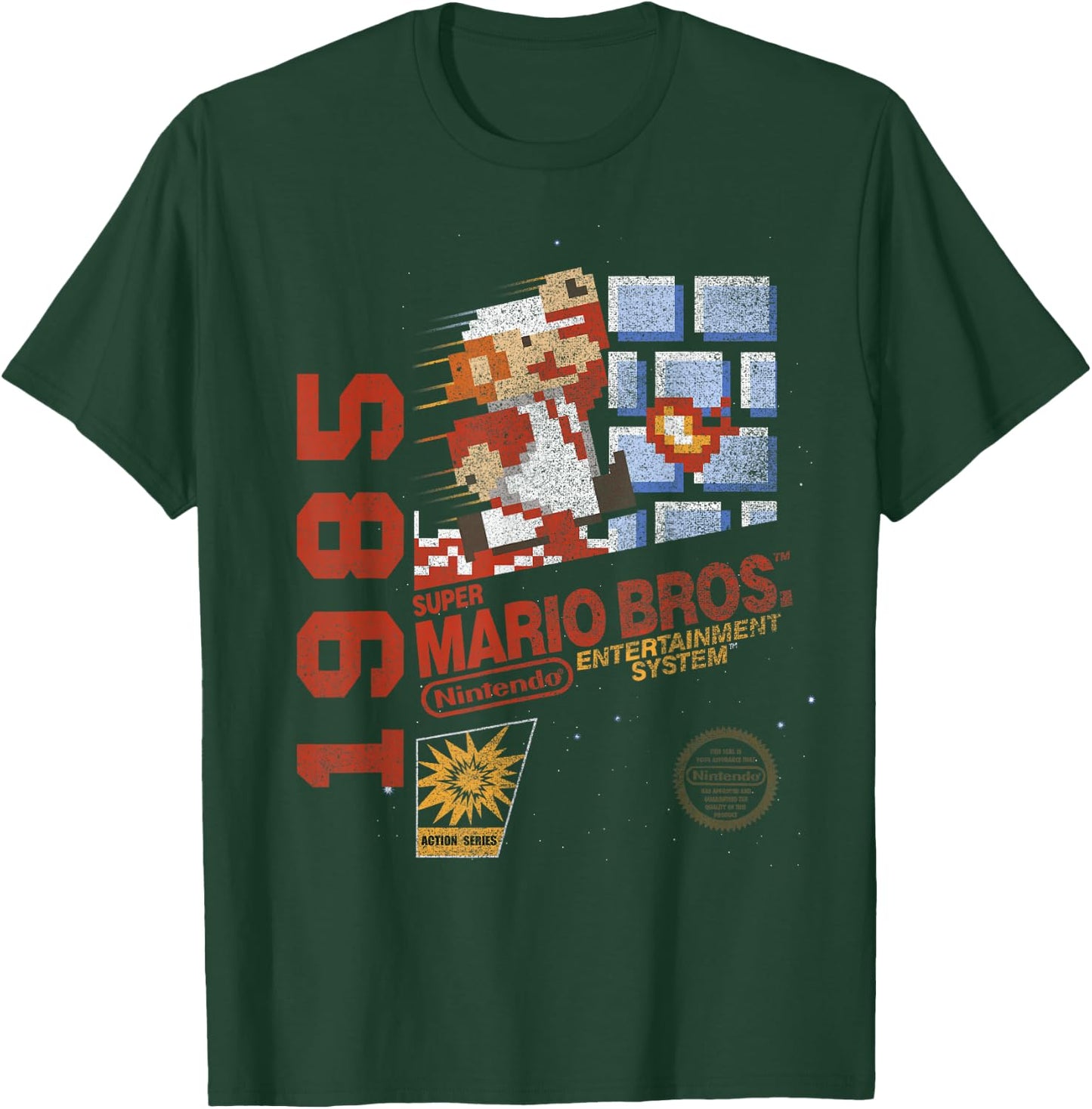 Super Mario Bros NES 1985 Retro 8-Bit Nintendo Game Cover T-Shirt - T-Shirt | Forest