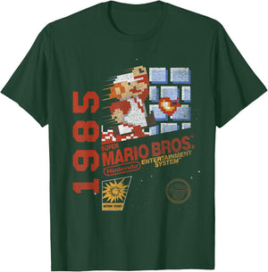 Super Mario Bros NES 1985 Retro 8-Bit Nintendo Game Cover T-Shirt - T-Shirt | Forest