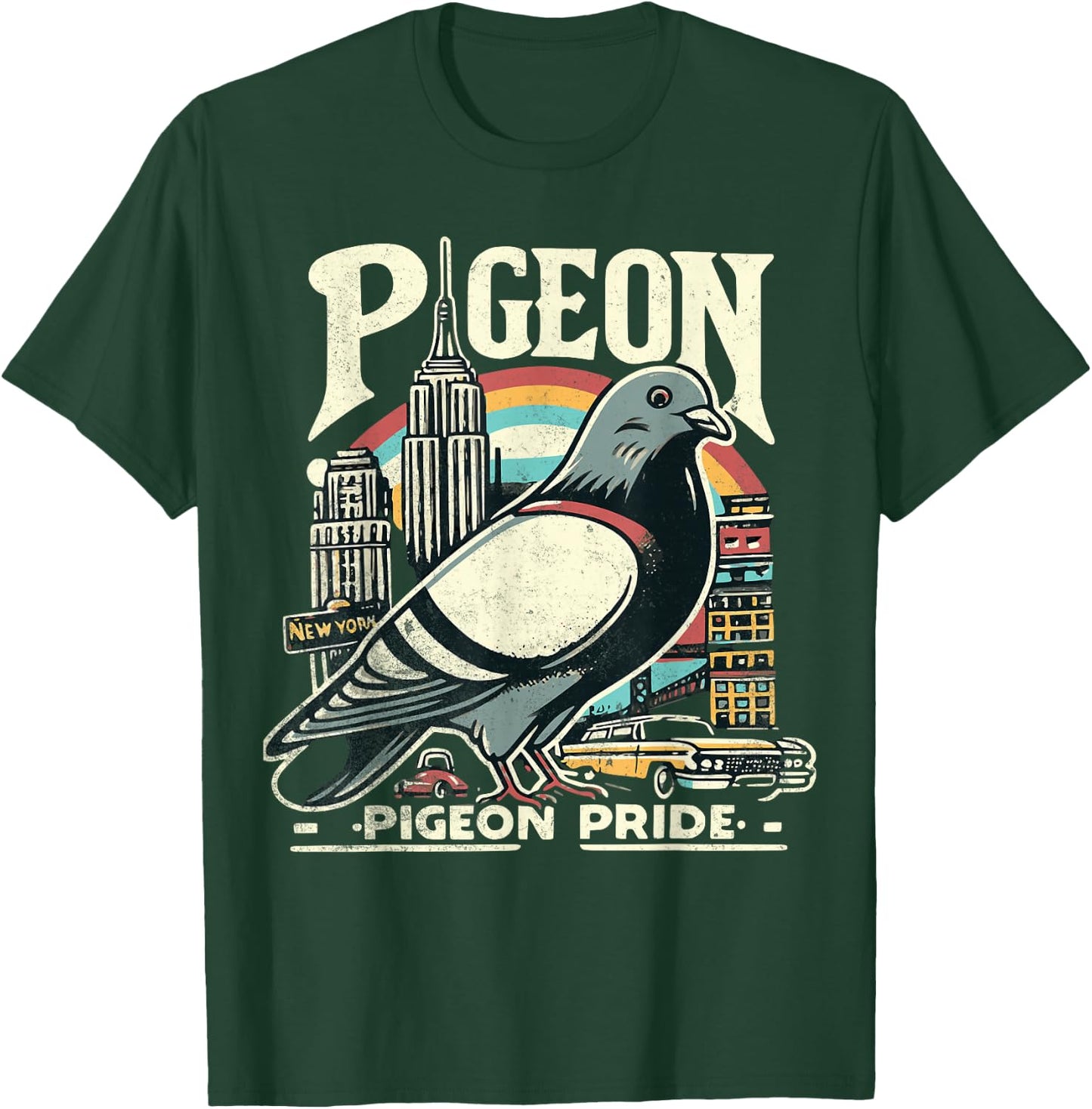 Pigeon NYC Bird Pride New Yorker Pigeon Enjoying NY Pizza T-Shirt - T-Shirt | Forest