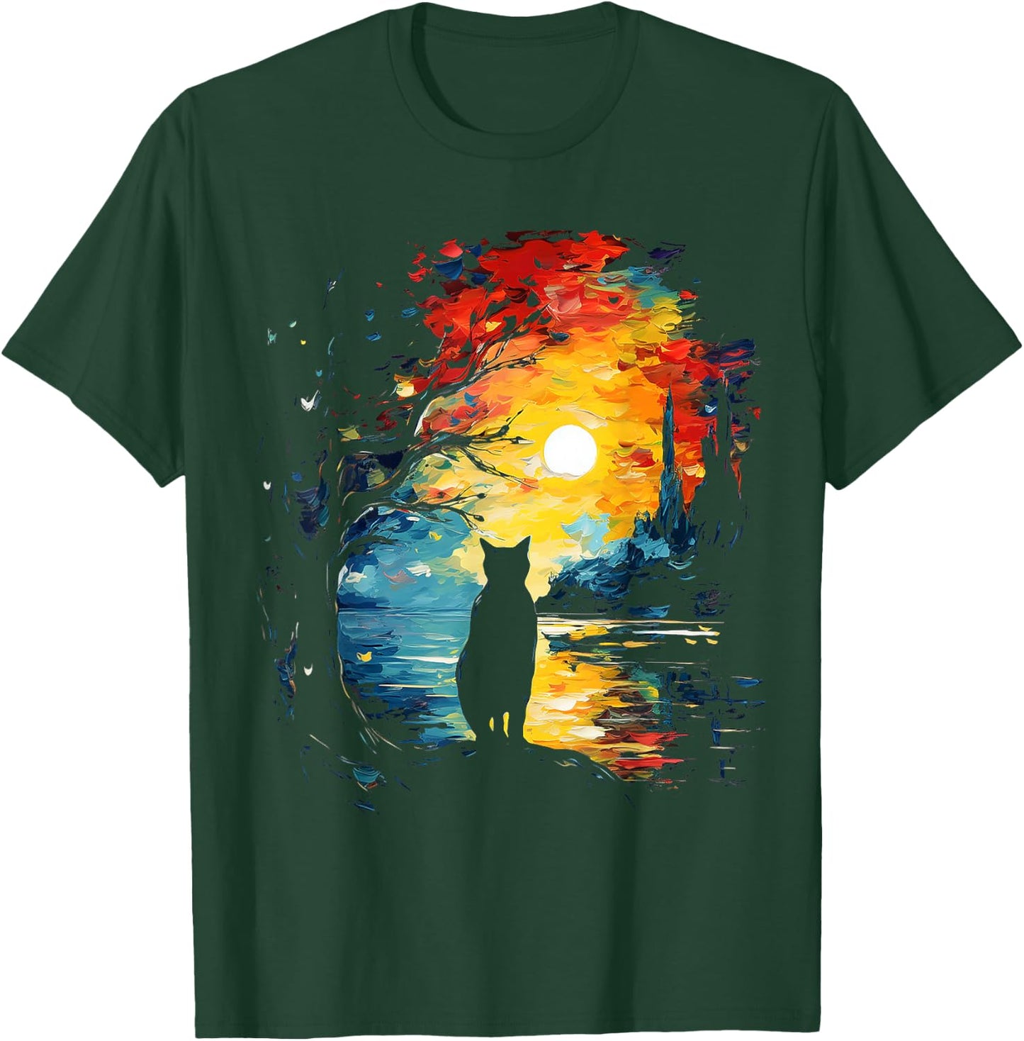 Cat Art Animal Painting Print Graphic Motif Cat T-Shirt - T-Shirt | Forest