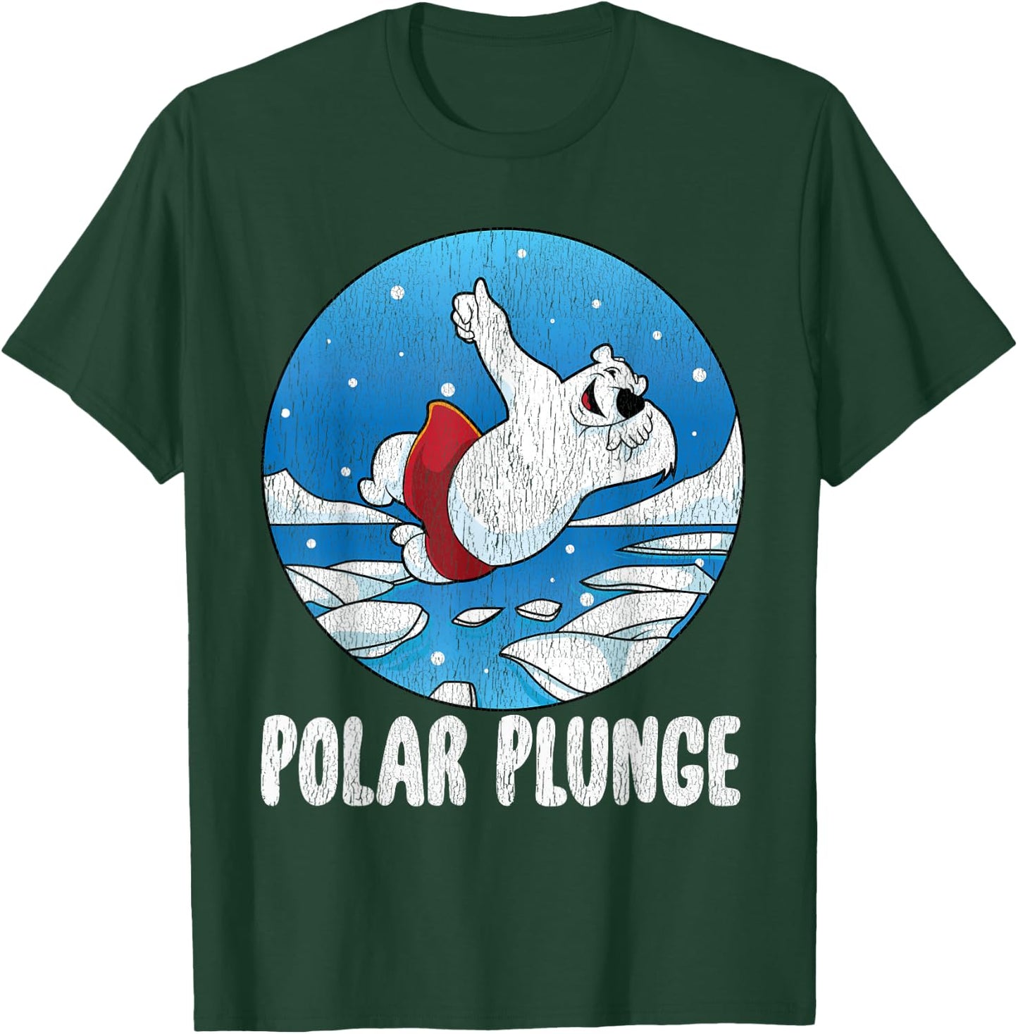 Polar Plunge Ice Jump Funny Polar Bear Winter Swimming T-Shirt - T-Shirt | Forest