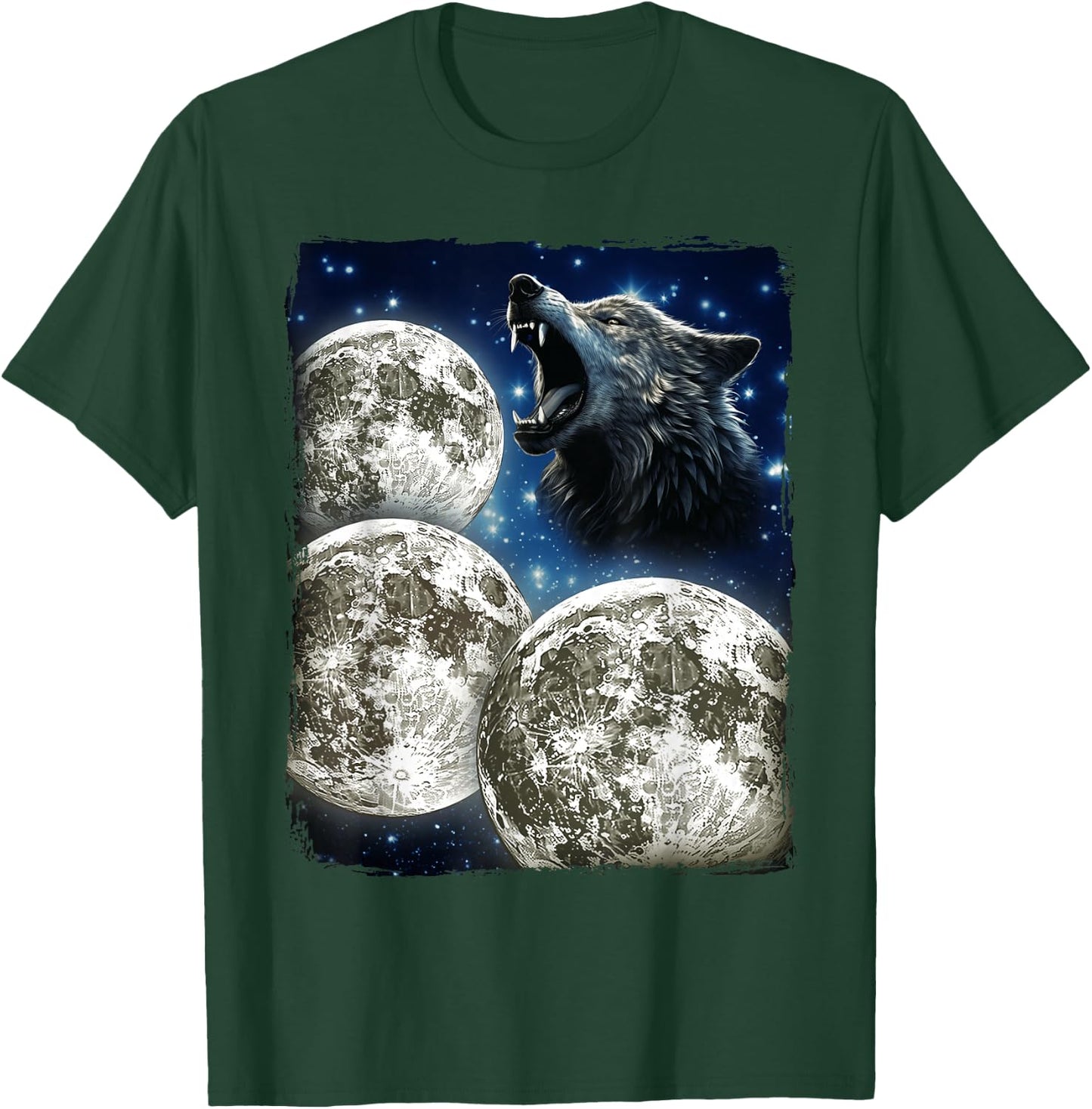 Three Moons Howling At Wolf T-Shirt - T-Shirt | Forest
