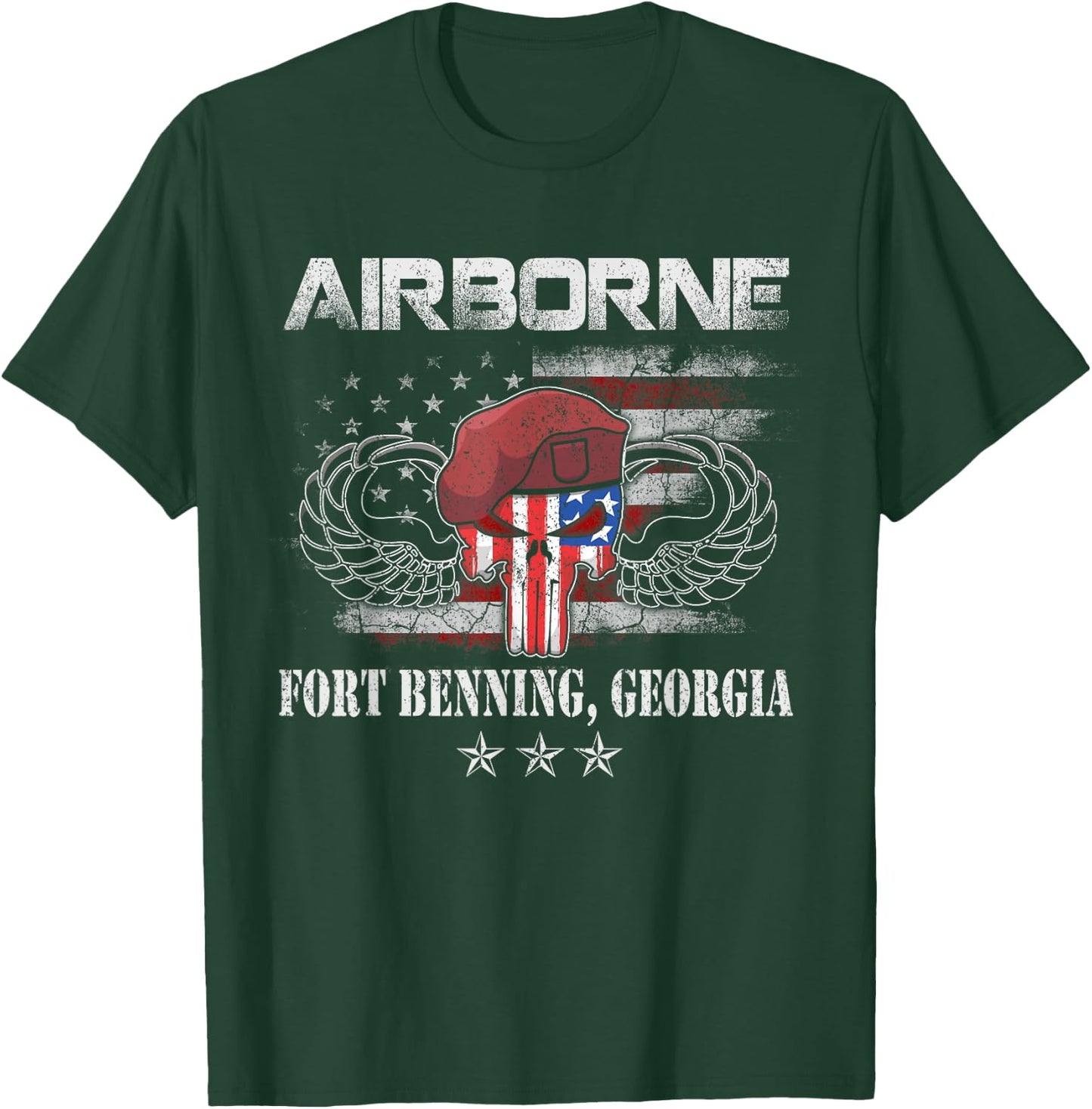 Fort Benning GA Army Base-Airborne , Veterans Day Gift T-Shirt - T-Shirt | Forest