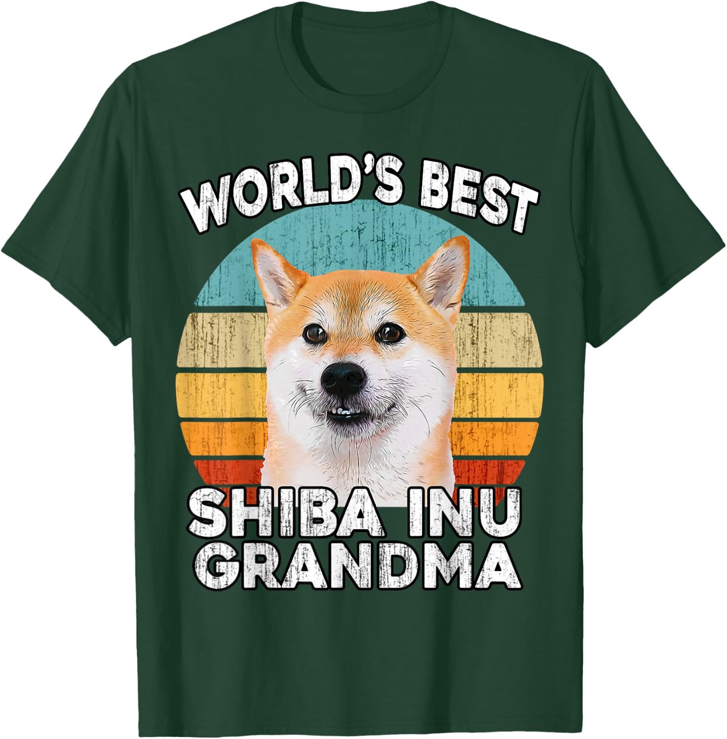 Shiba Inu Grandma Funny Worlds Best Shiba Grandma Dog Retro T-Shirt - T-Shirt | Forest