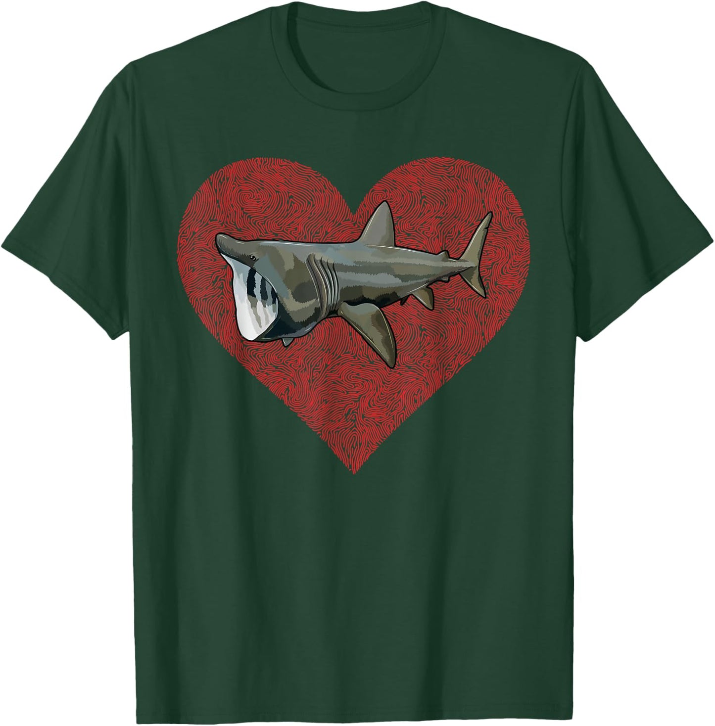 Basking Shark Valentines Day Love Fingerprint T-Shirt - T-Shirt | Forest