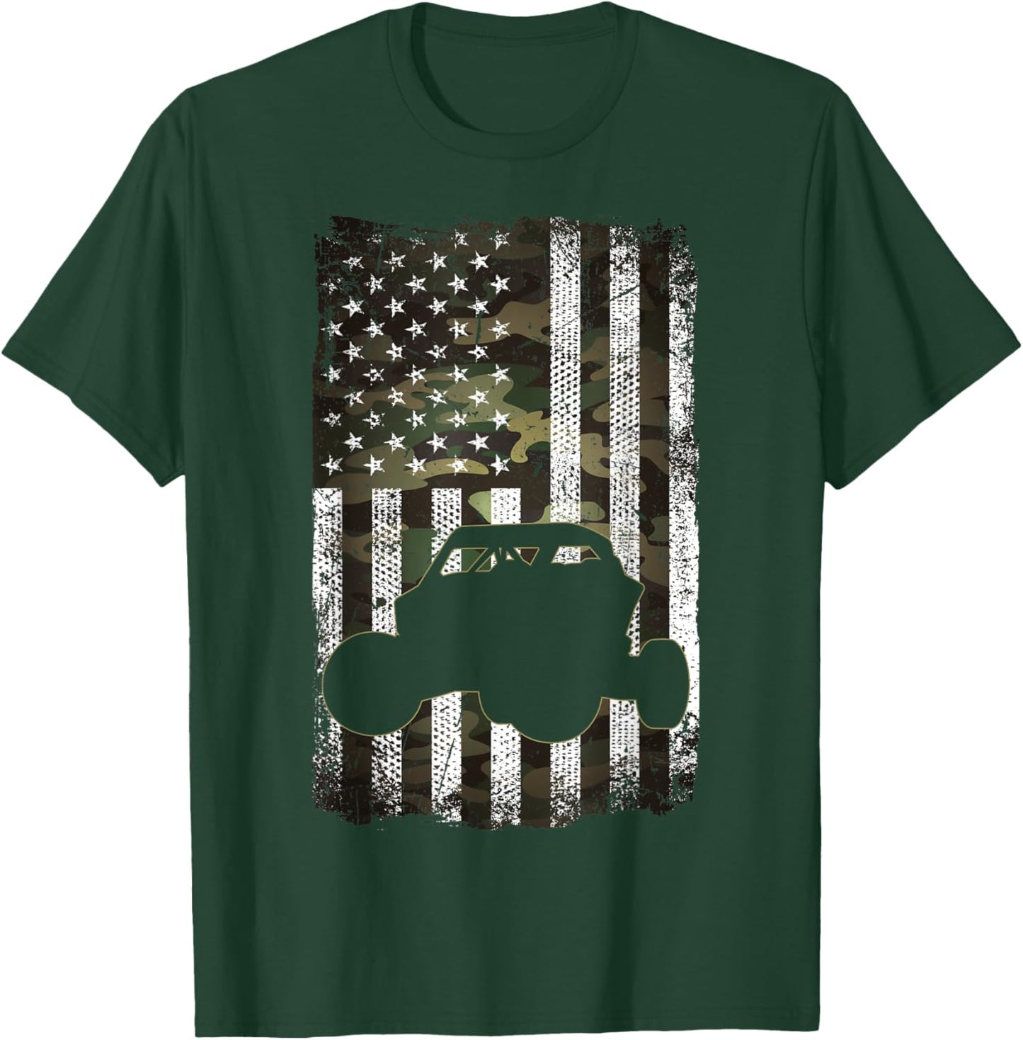 Camo American Flag UTV SXS USA Flag Camouflage 4 Wheelers Men T-Shirt - T-Shirt | Forest