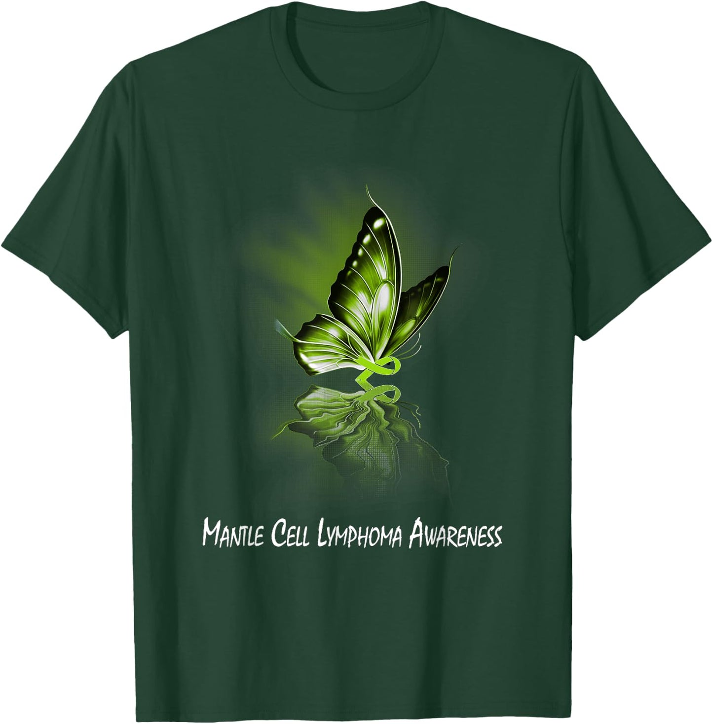 Butterfly Ribbon Mantle Cell Lymphoma Awareness T-Shirt - T-Shirt | Forest