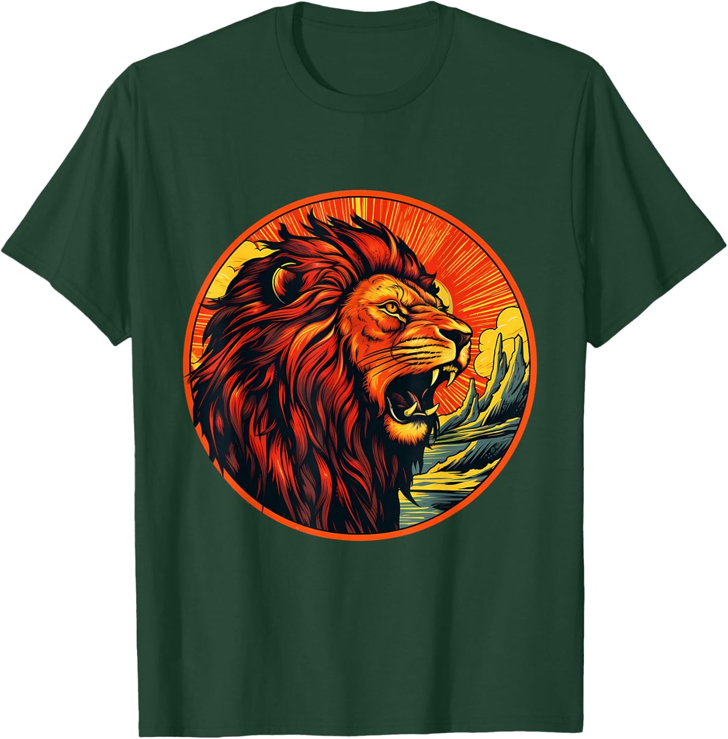 Lion Colorful Sunset Wildlife Safari African Animal Lovers T-Shirt - T-Shirt | Forest