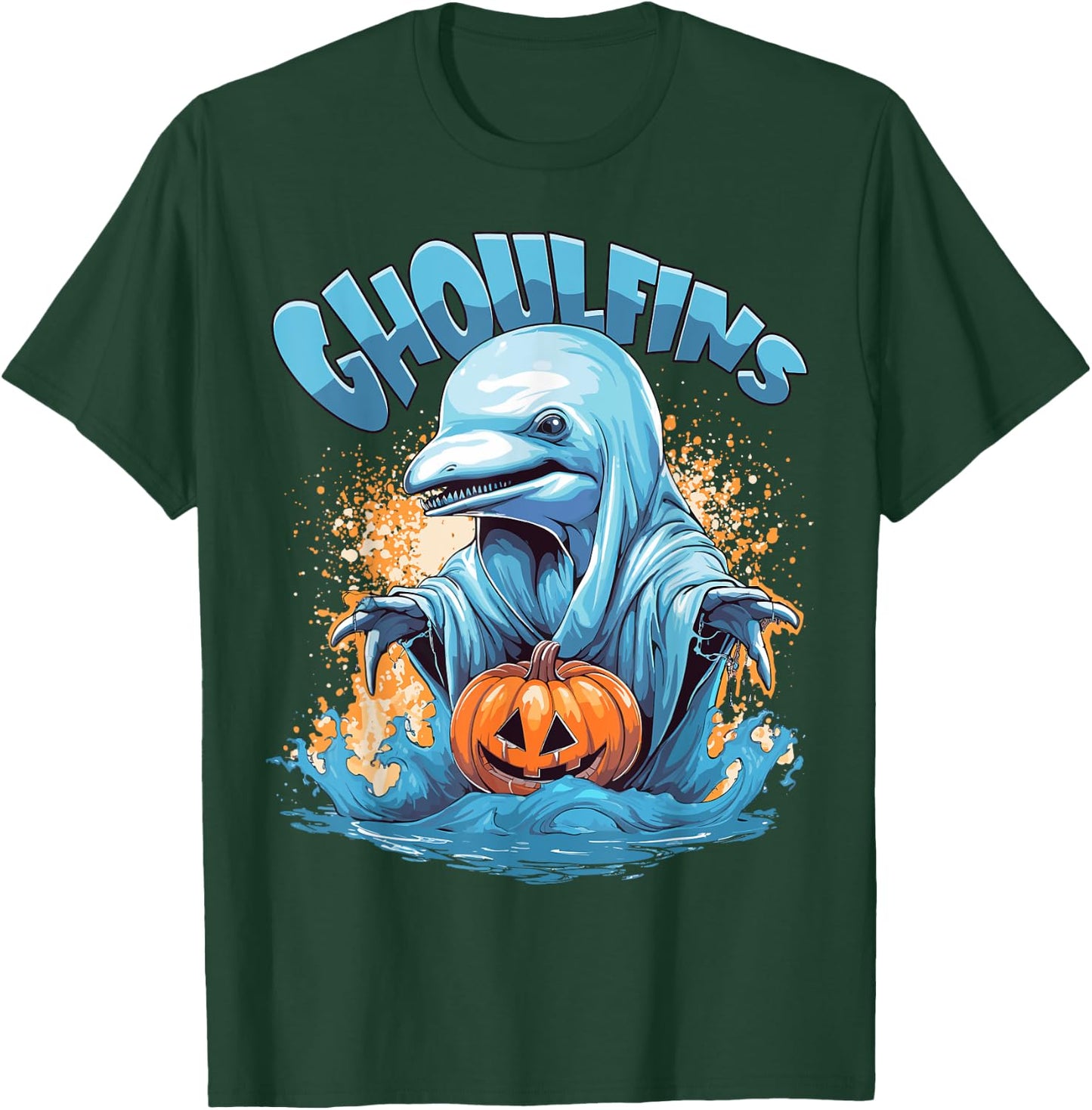 Ghoulfins - Dolphin Halloween Costume For Adult Men Women T-Shirt - T-Shirt | Forest