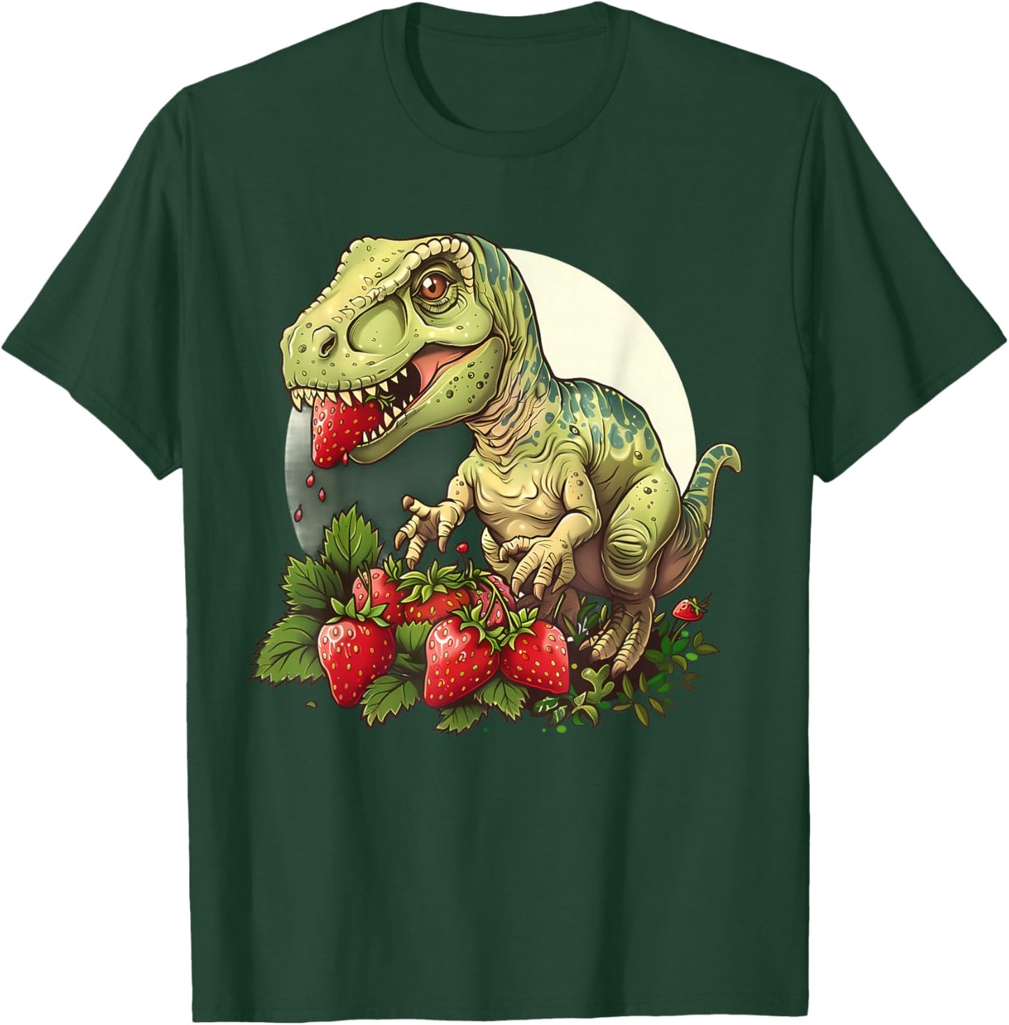Strawberry Dinosaur Drawing Strawberry Fruit Wildlife Nature T-Shirt - T-Shirt | Forest