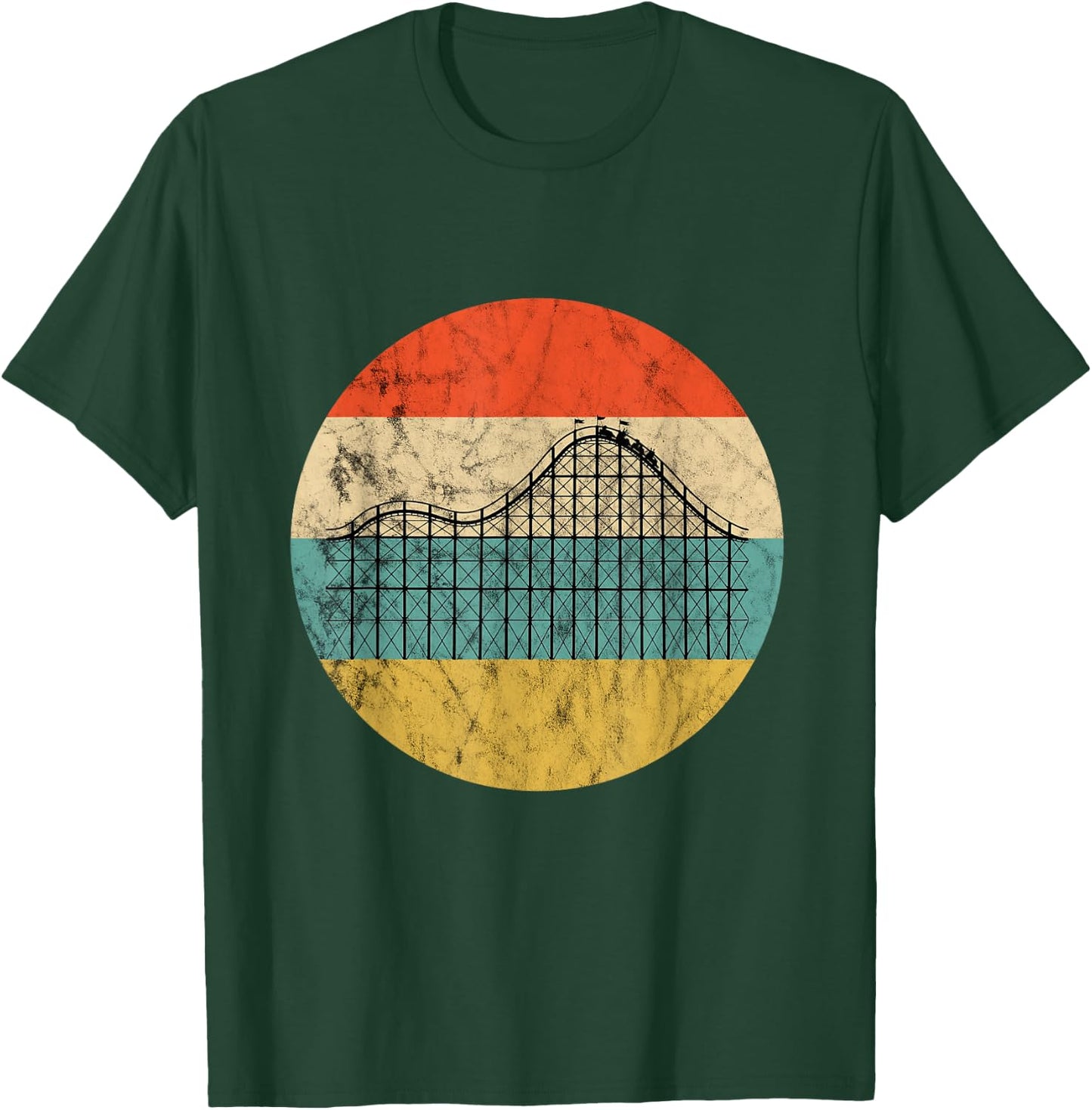 Roller Coaster Lover Retro Theme Park Thrillseekers T-Shirt - T-Shirt | Forest