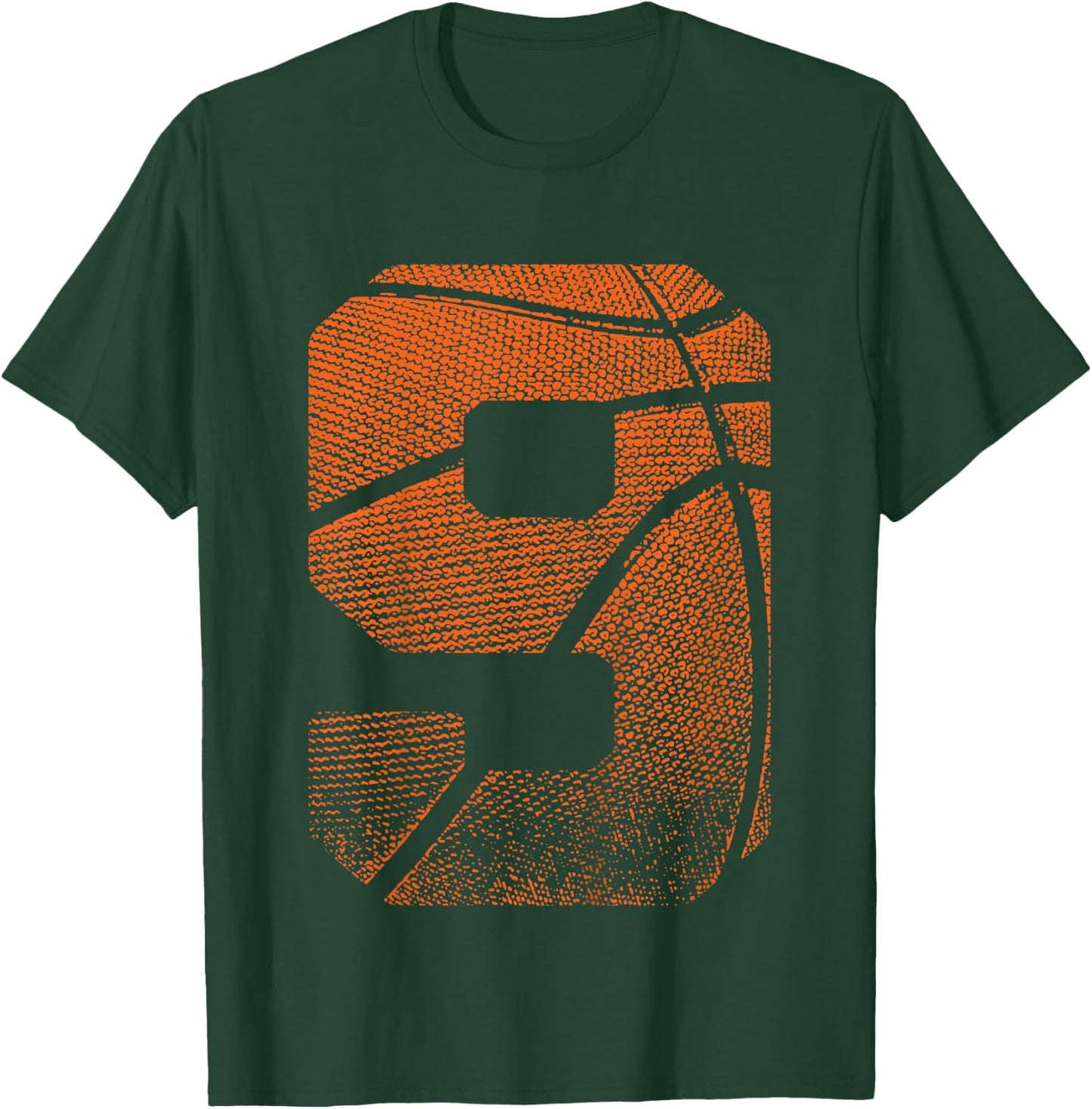 Kids 9th Birthday Boy Basketball Player Basketball 9 Years Old T-Shirt - T-Shirt | Forest