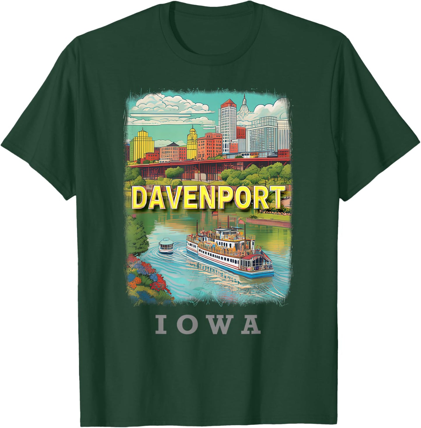 Davenport Iowa IA Riverfront Bliss SD914 T-Shirt - T-Shirt | Forest