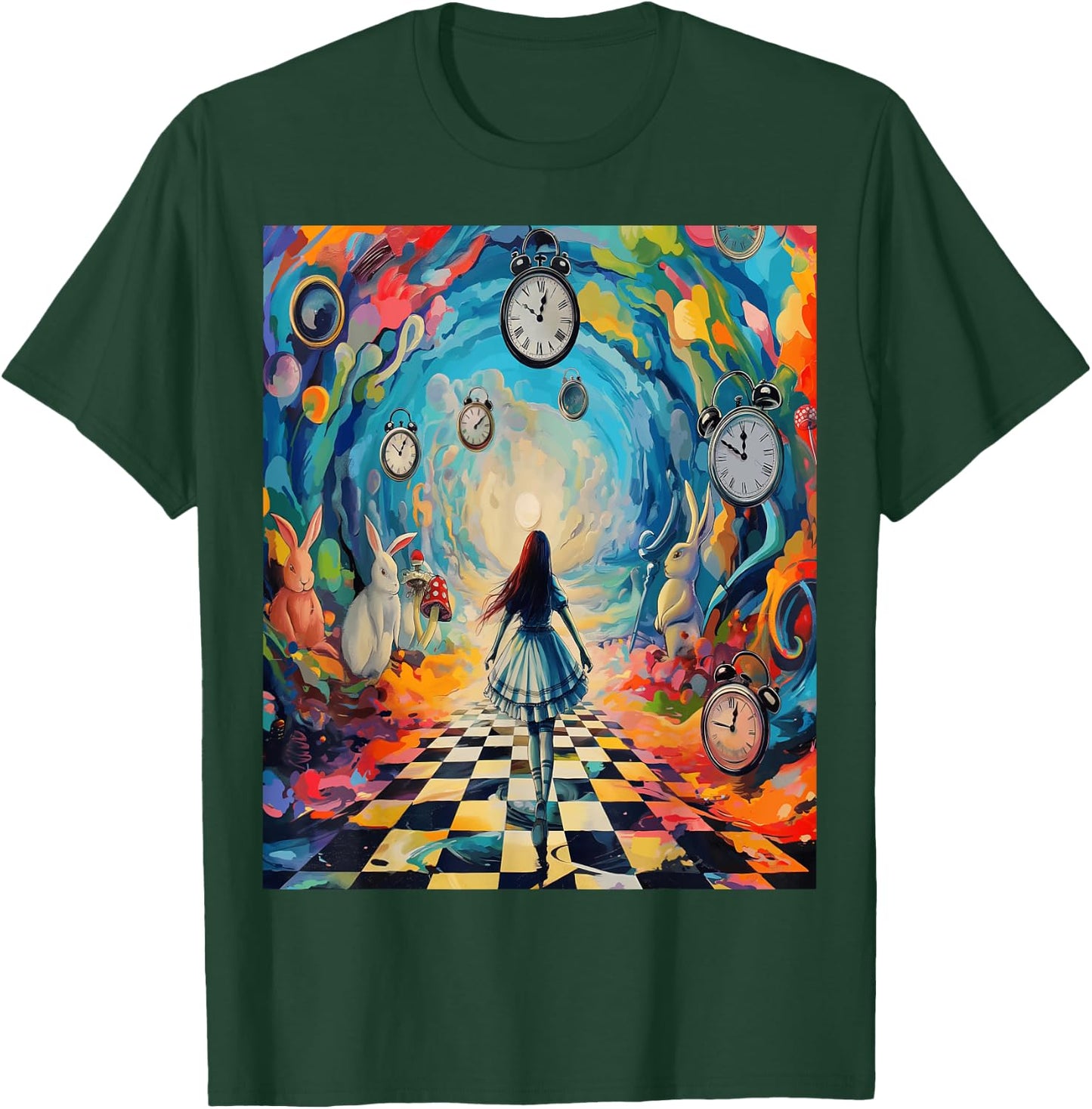 Alice in Wonderland Trippy Timepiece T-Shirt - T-Shirt | Forest