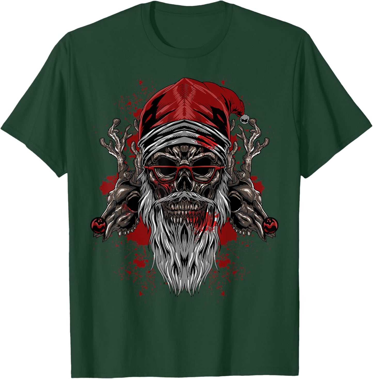 Evil Santa Skull Heavy Xmas Gift T-Shirt - T-Shirt | Forest