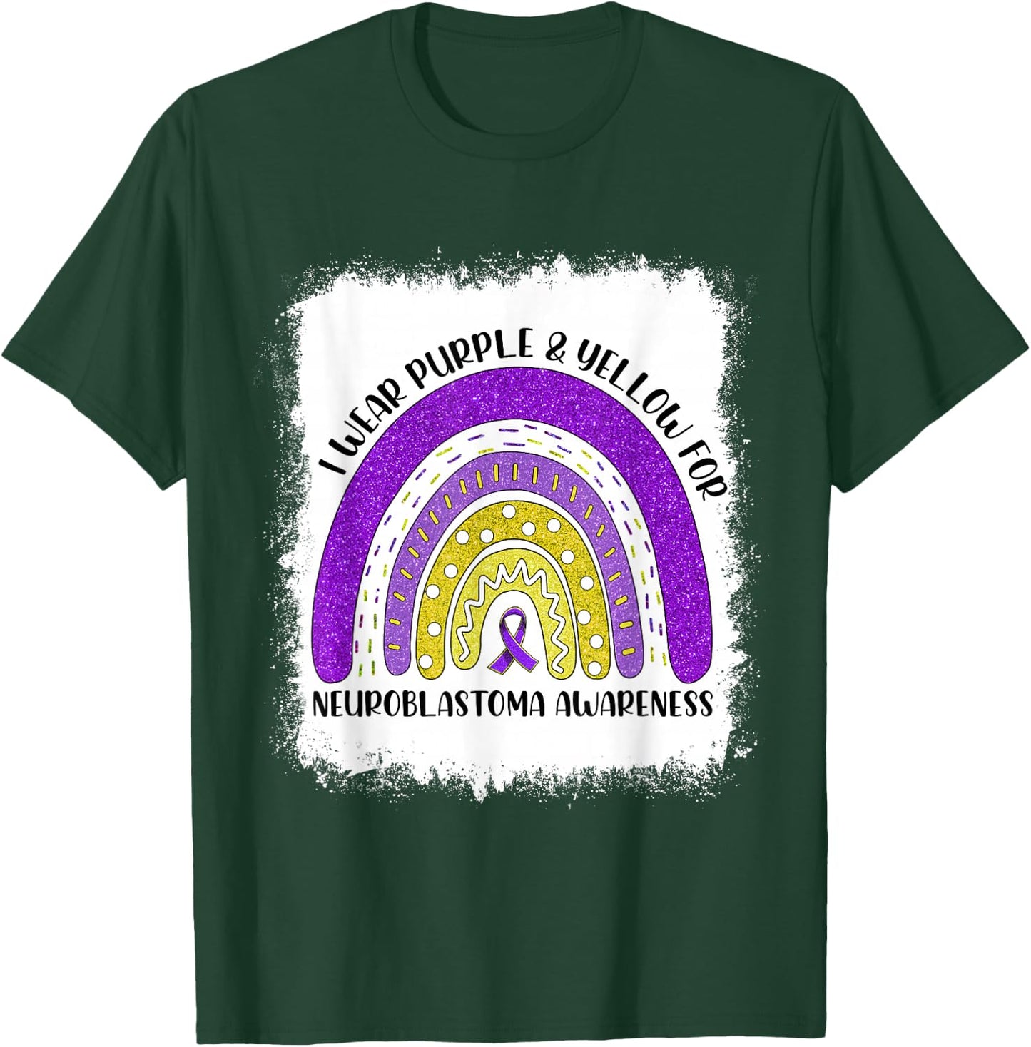 Rainbow I Wear Gold For Neuroblastoma Awareness Month T-Shirt - T-Shirt | Forest