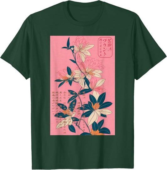 Ikebana - Japanese Floral Art Ukiyo-e Print T-Shirt - T-Shirt | Forest