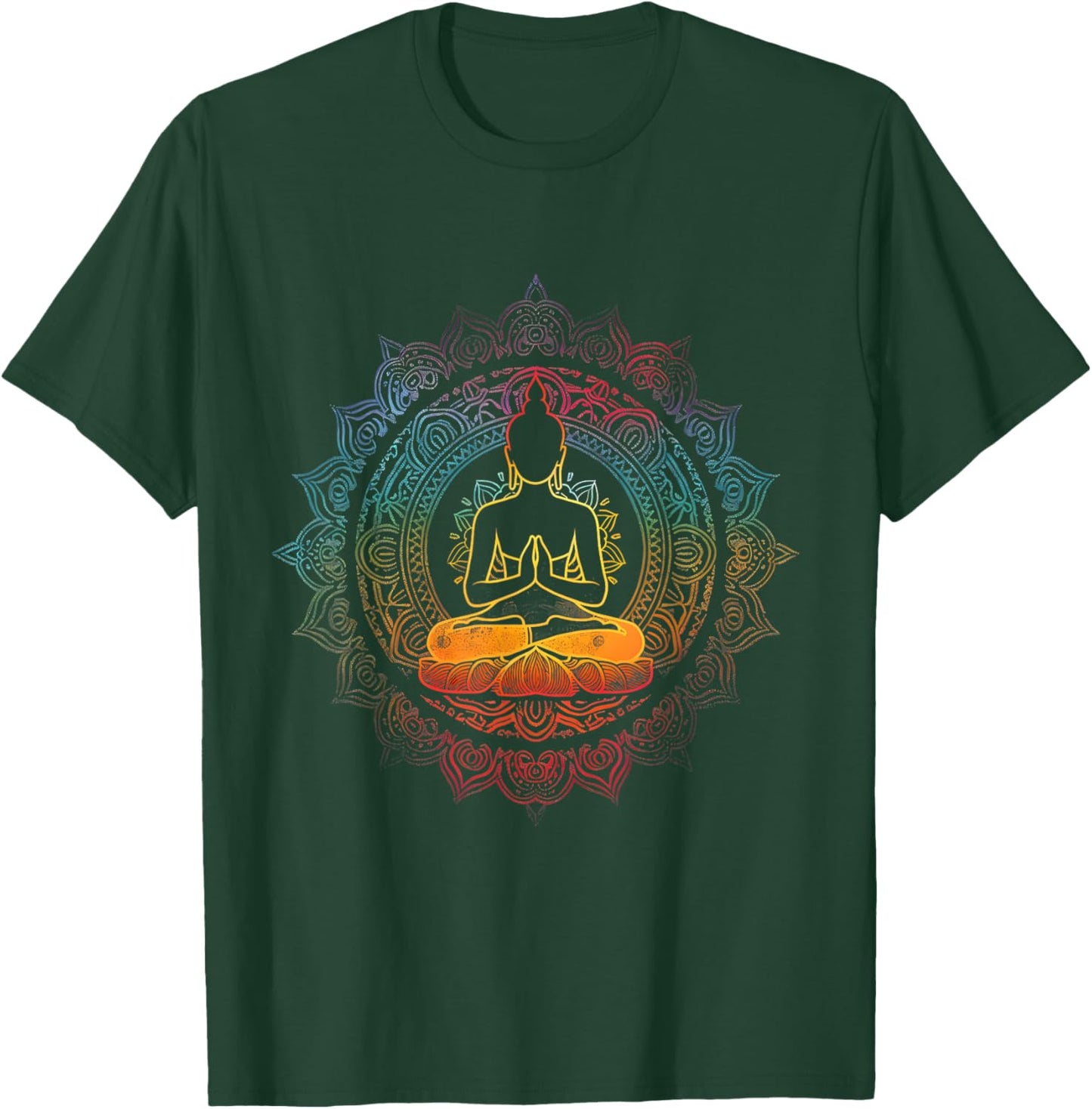 Zen Buddha Meditation Mandala Spiritual Buddhist Hindu T-Shirt - T-Shirt | Forest
