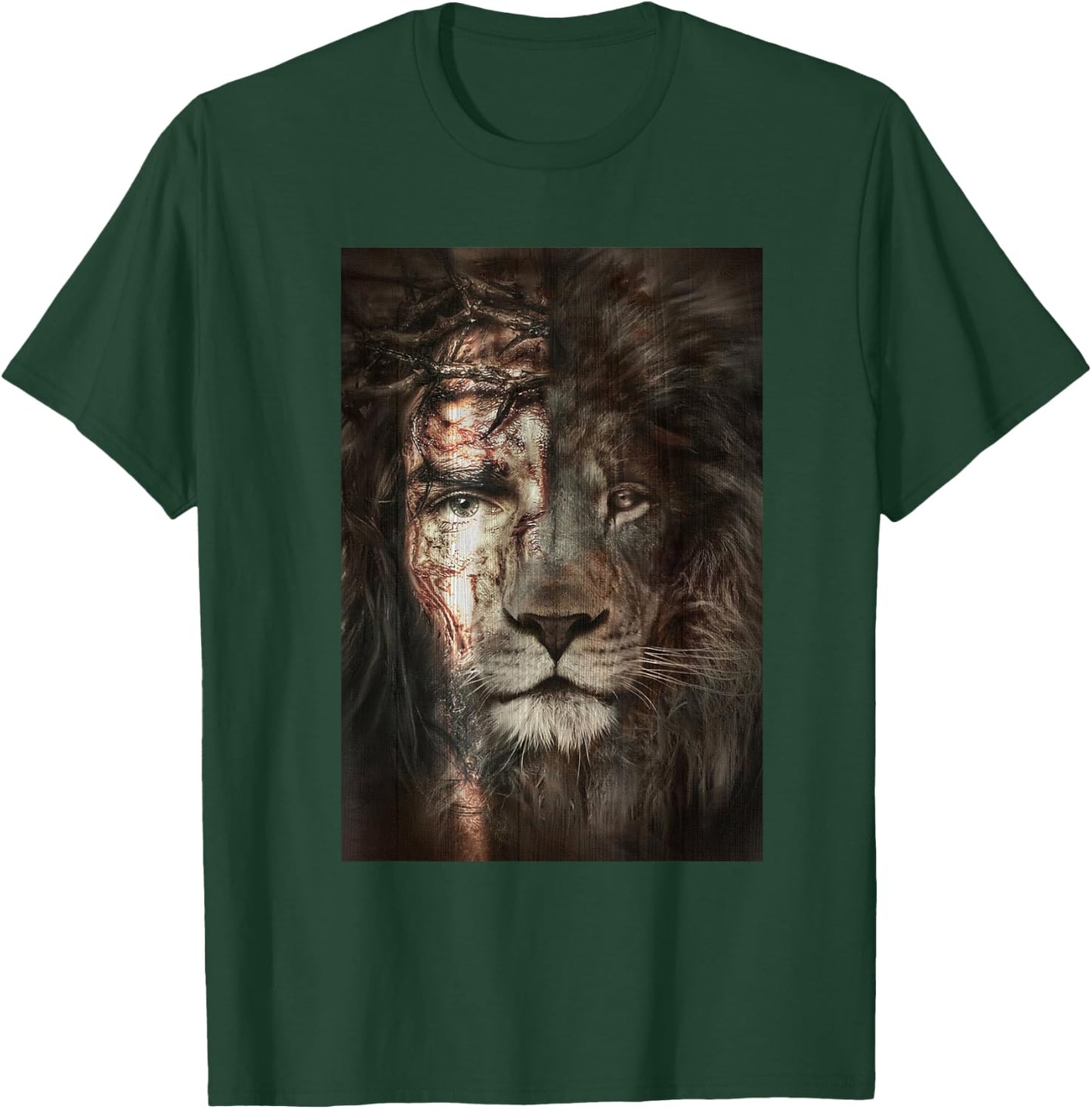 Jesus and lion Christian Gifts T-Shirt - T-Shirt | Forest