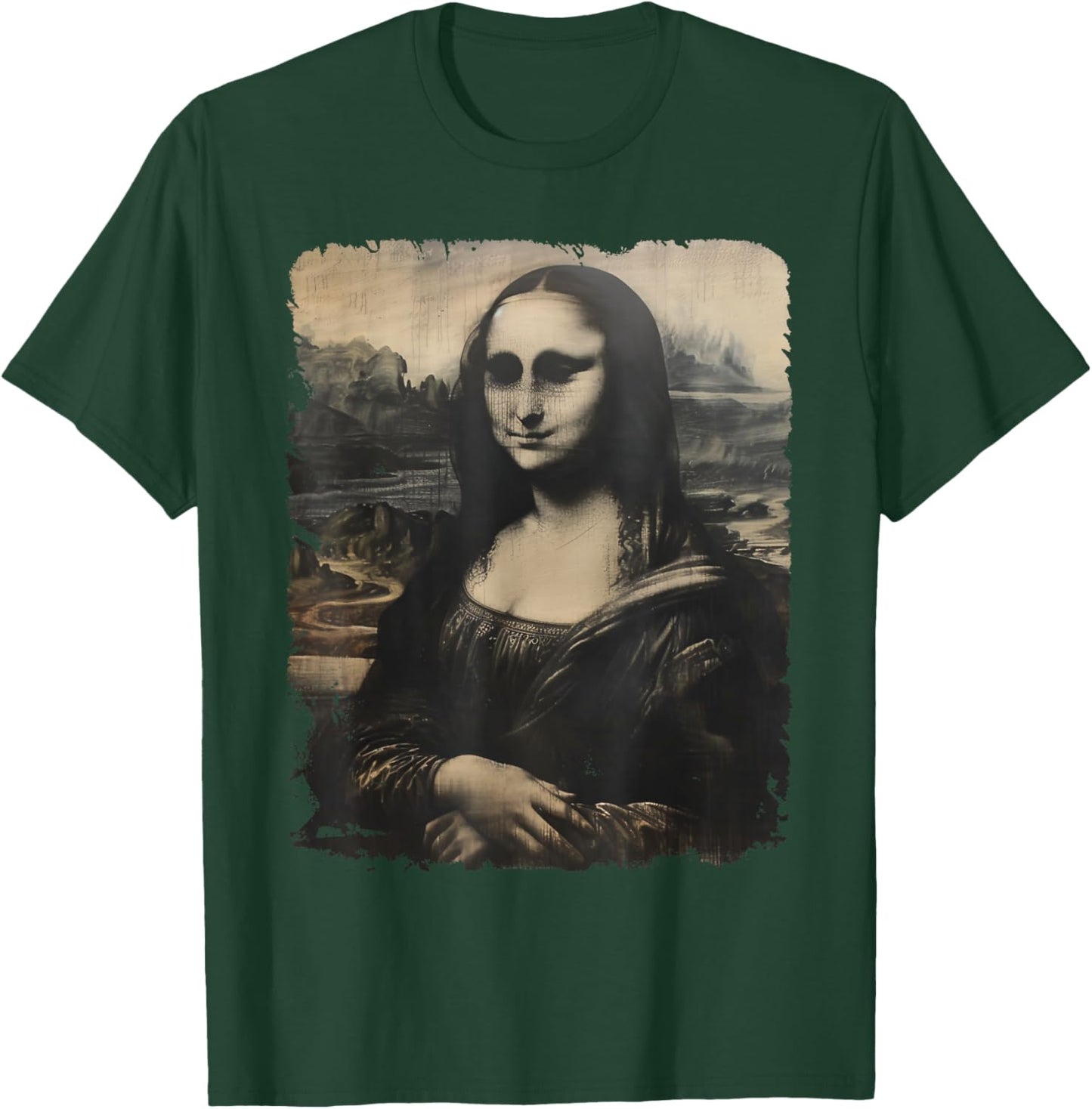 Scary Mona Lisa Creepy Halloween Portrait Men Women T-Shirt - T-Shirt | Forest