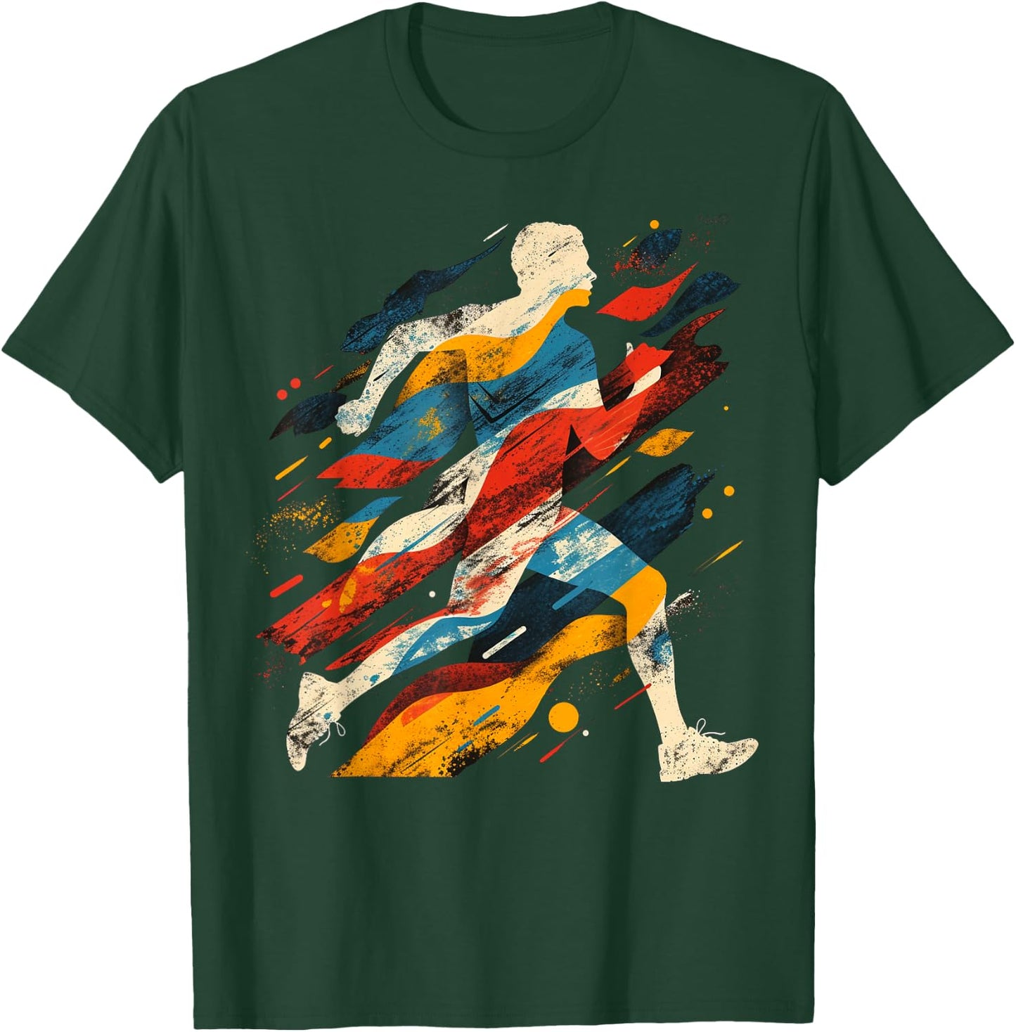 Artsy Cross country runner on Abstract Art Running T-Shirt - T-Shirt | Forest