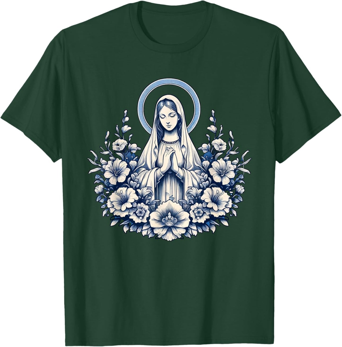 Our Lady of Lourdes Powerful Symbol Mother Mary Saint Mary T-Shirt - T-Shirt | Forest