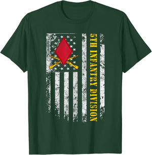 5th Infantry Division "Red Diamond" Shirt Flag Veterans Day T-Shirt - T-Shirt | Forest