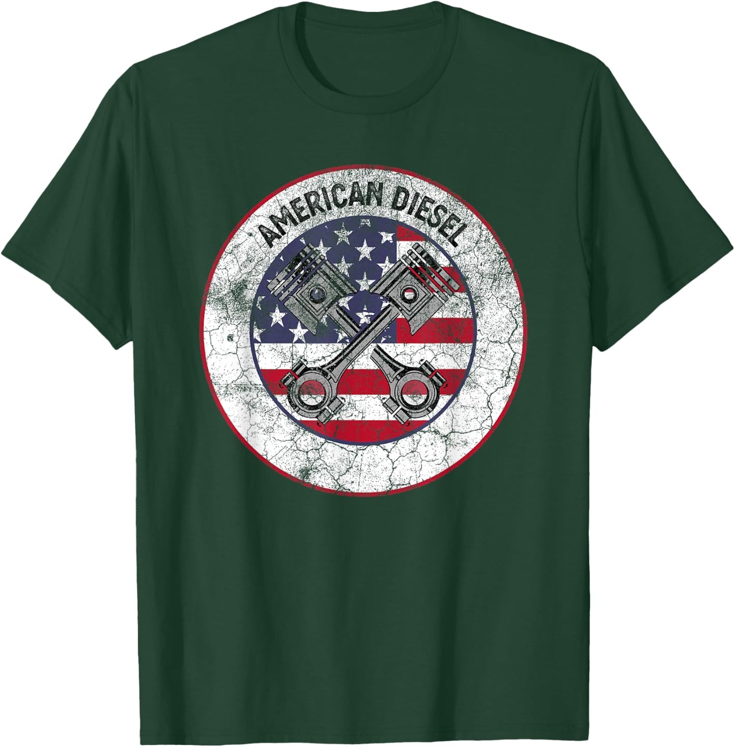 American Diesel Flag Vintage Diesel Mechanic Smoke Trucks T-Shirt - T-Shirt | Forest