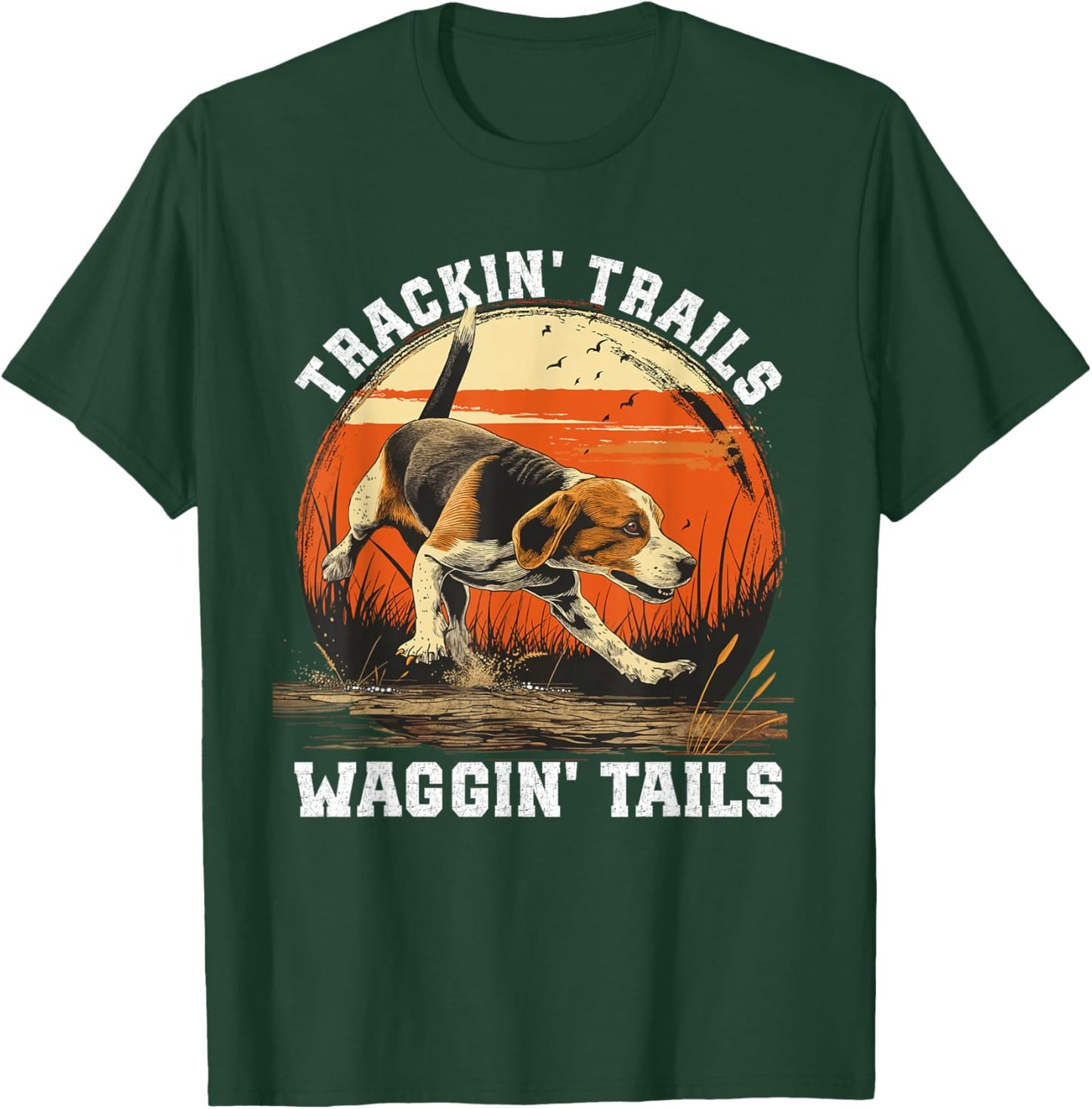 Dog Hunter Tracking Trails Beagle Hunting T-Shirt - T-Shirt | Forest